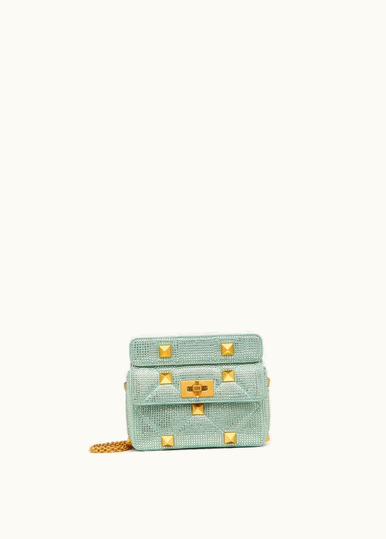 Valentino Valentino Small Roman Stud The Shoulder Bag With Chain And Rhinestones UZ0160461
