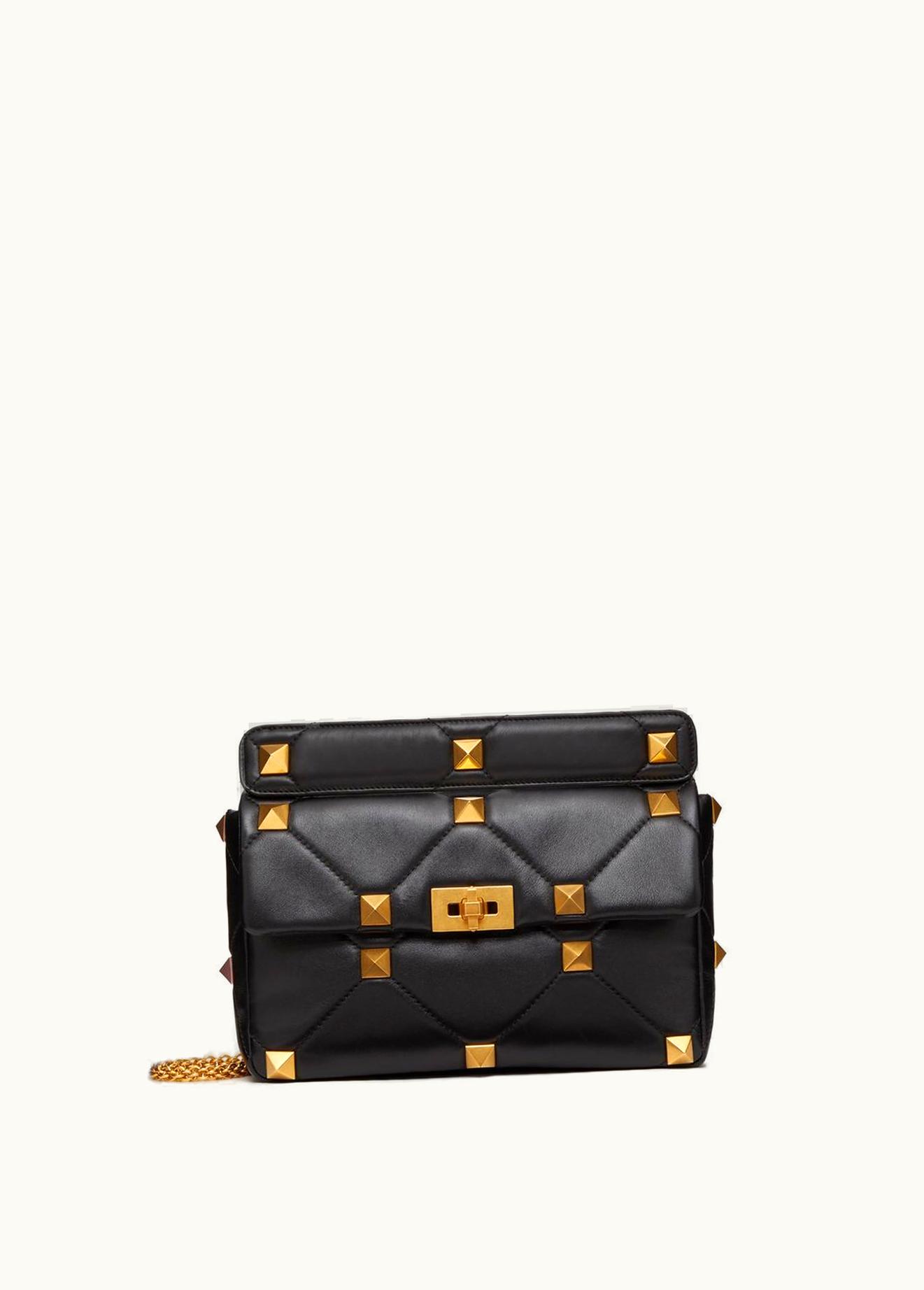 Valentino Valentino Large Roman Stud The Shoulder Bag In Nappa With Chain UZ0160465