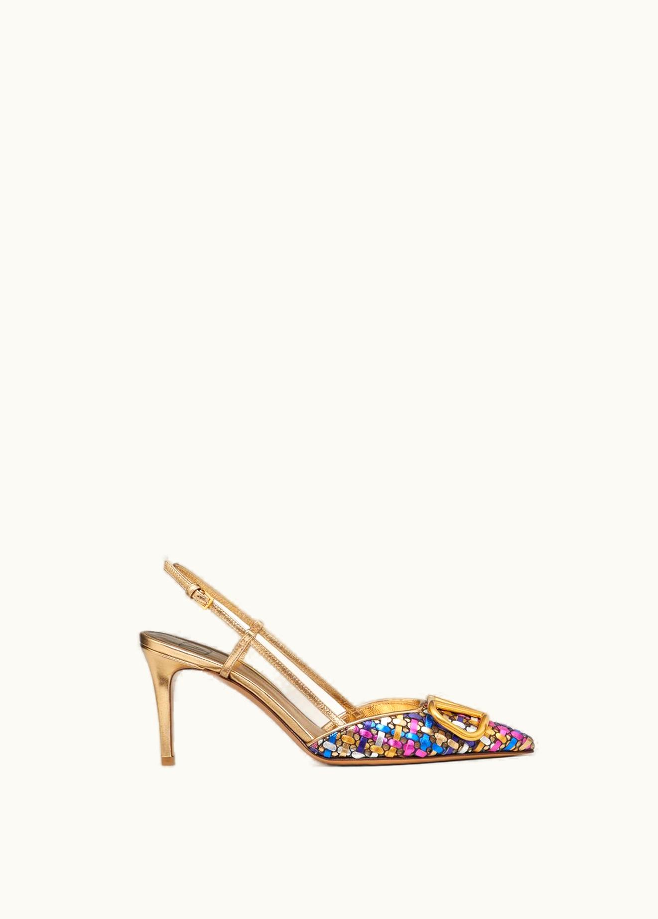 Valentino Valentino Vlogo Signature Slingback Pump In Woven Metallic Nappa 80 Mm