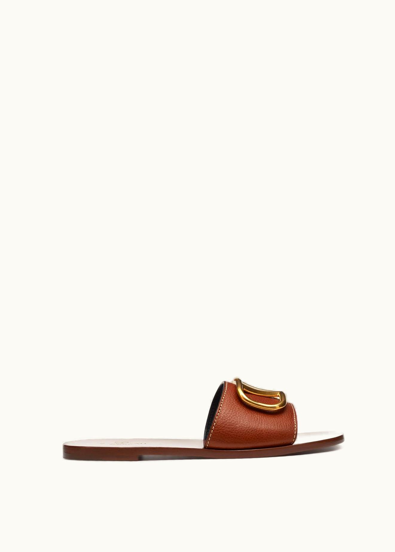 Valentino Valentino VLogo Signature Slide Sandal In Grainy Cowhide With Accessory UZ0160611