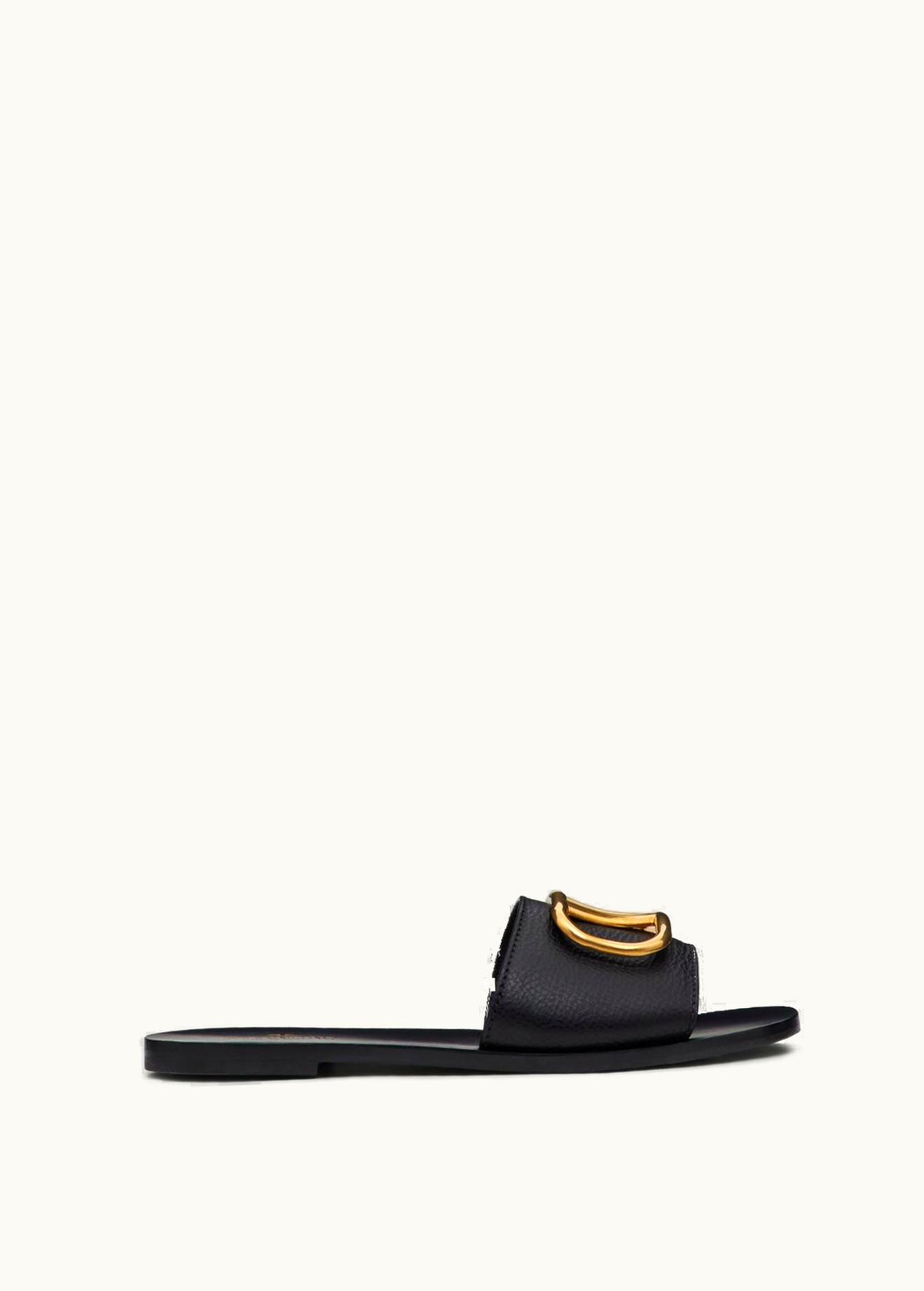 Valentino Valentino VLogo Signature Slide Sandal In Grainy Cowhide With Accessory UZ0160612