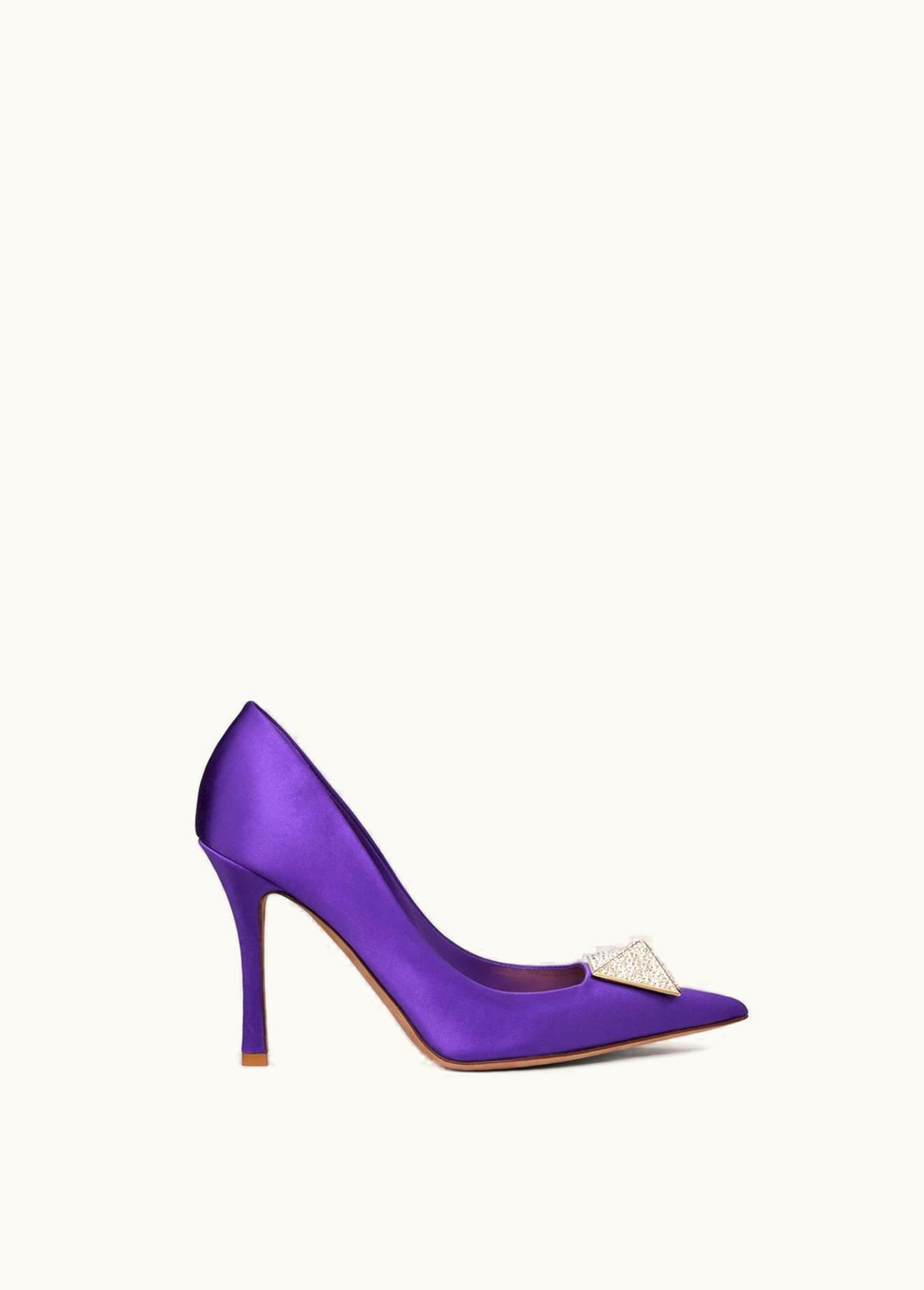 Valentino Valentino One Stud Satin Pump With Stud And Crystals 100mm