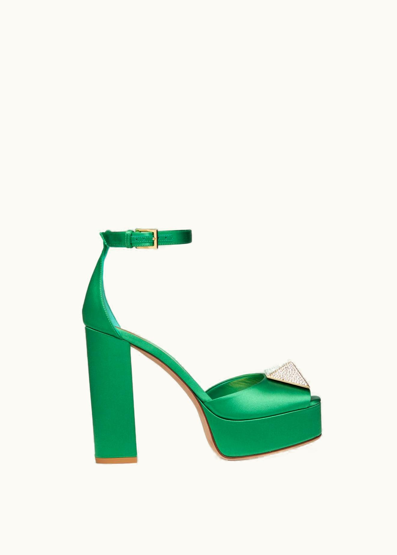 Valentino Valentino One Stud Open-toe Satin Platform Pump With Stud And Crystals 120mm UZ0160630