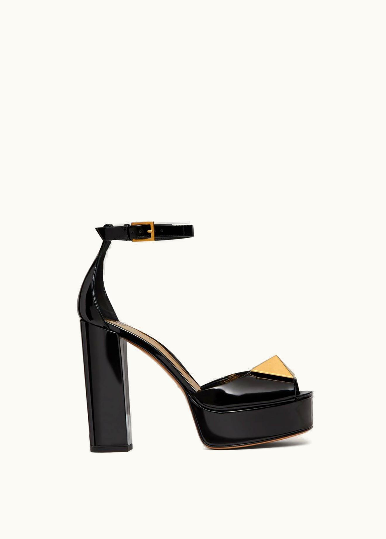 Valentino Valentino Open Toe Pump With One Stud Platform In Patent Leather 120mm UZ0160633