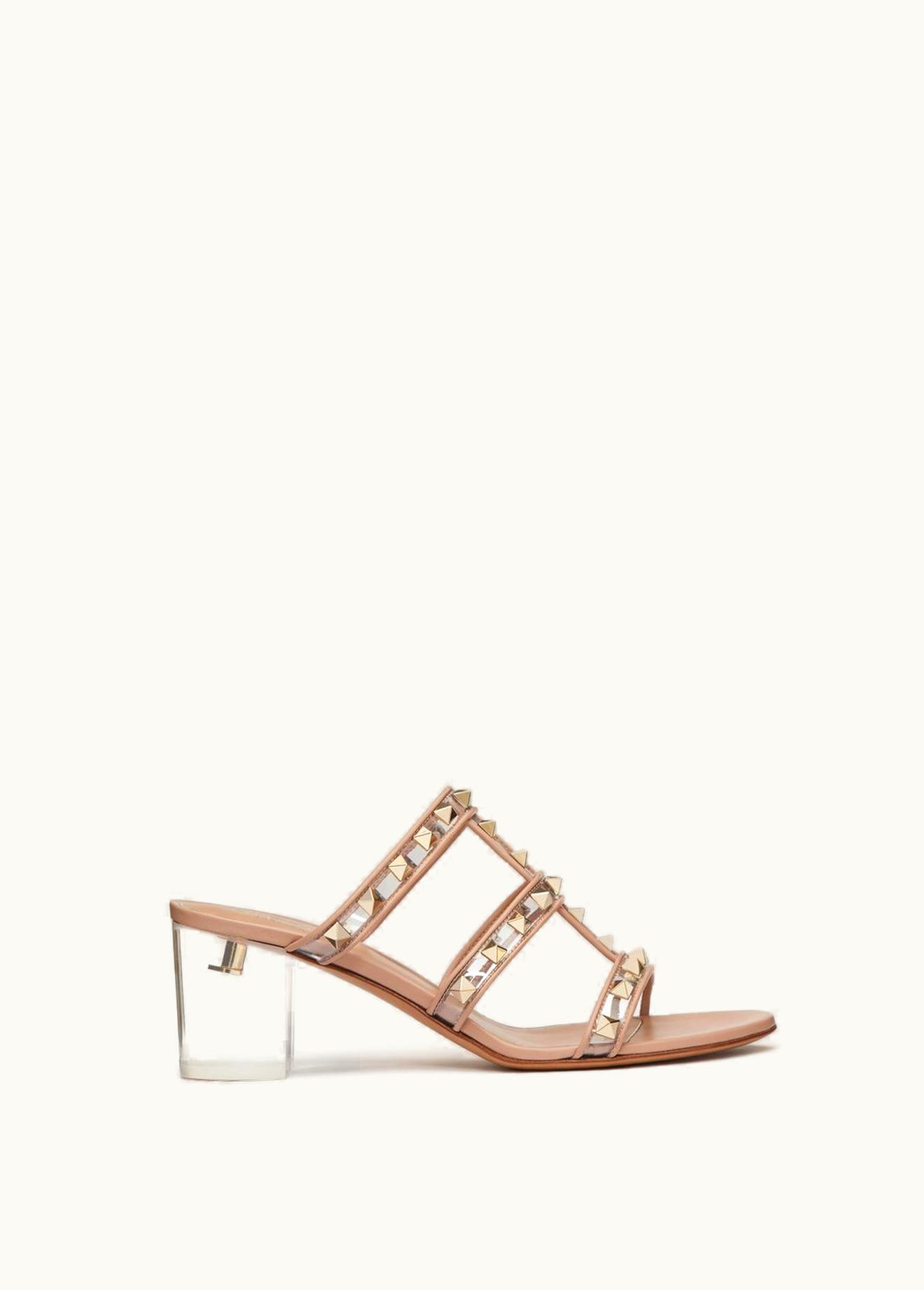 Valentino Valentino Rockstud Slider Sandal In Polymer Material With Plexi Heel 60mm