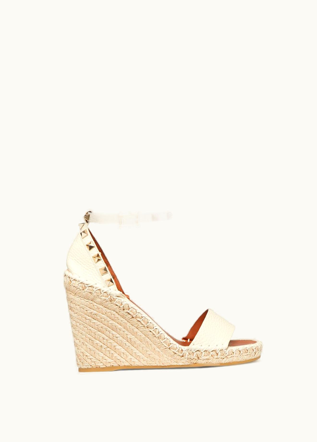 Valentino Valentino Double Rockstud Grainy Calfskin Wedge Sandal 95 mm UZ0160718