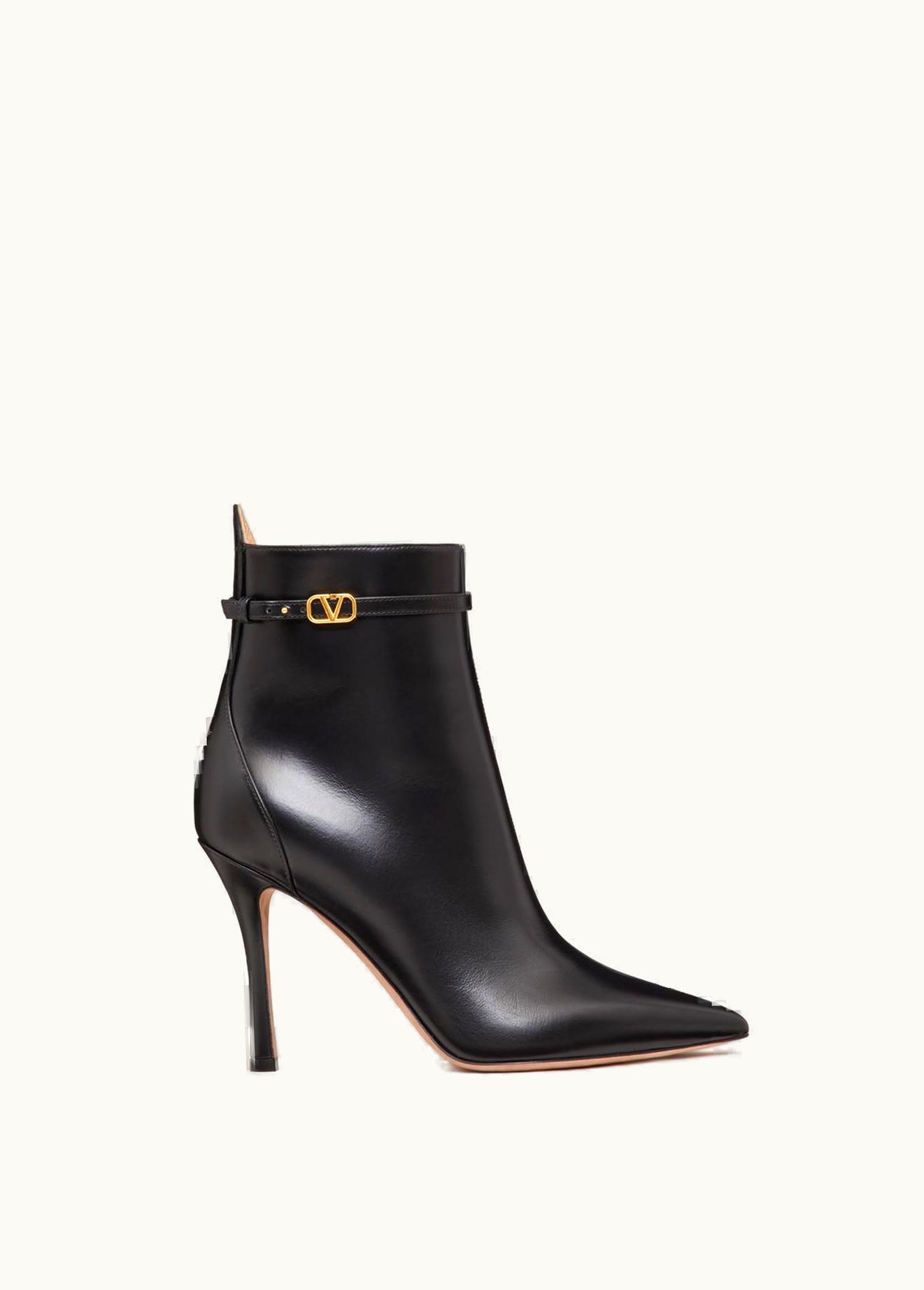 Valentino Valentino Garavani Tan-go Ankle Boot In Calfskin Leather 100 Mm