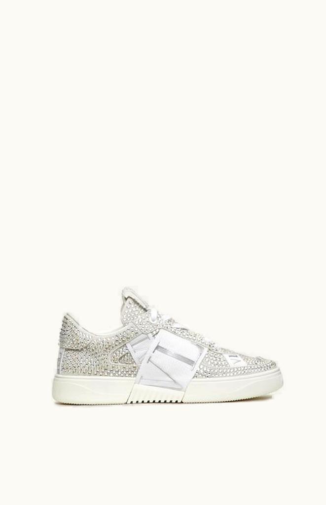 Valentino Valentino Low-top Calfskin Vl7n Sneaker With Bands And Crystals