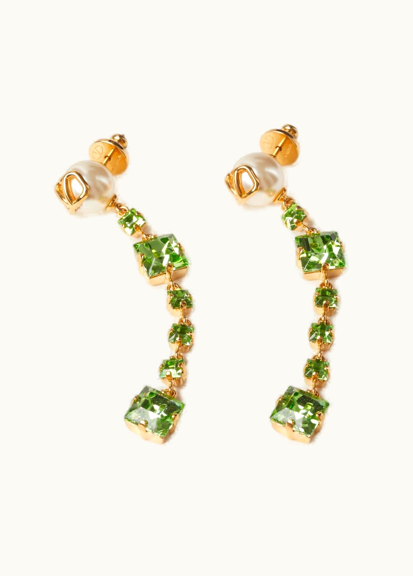 Valentino Valentino Vlogo Signature Metal Earrings With Pearls And Crystals E-commerce Exclusive
