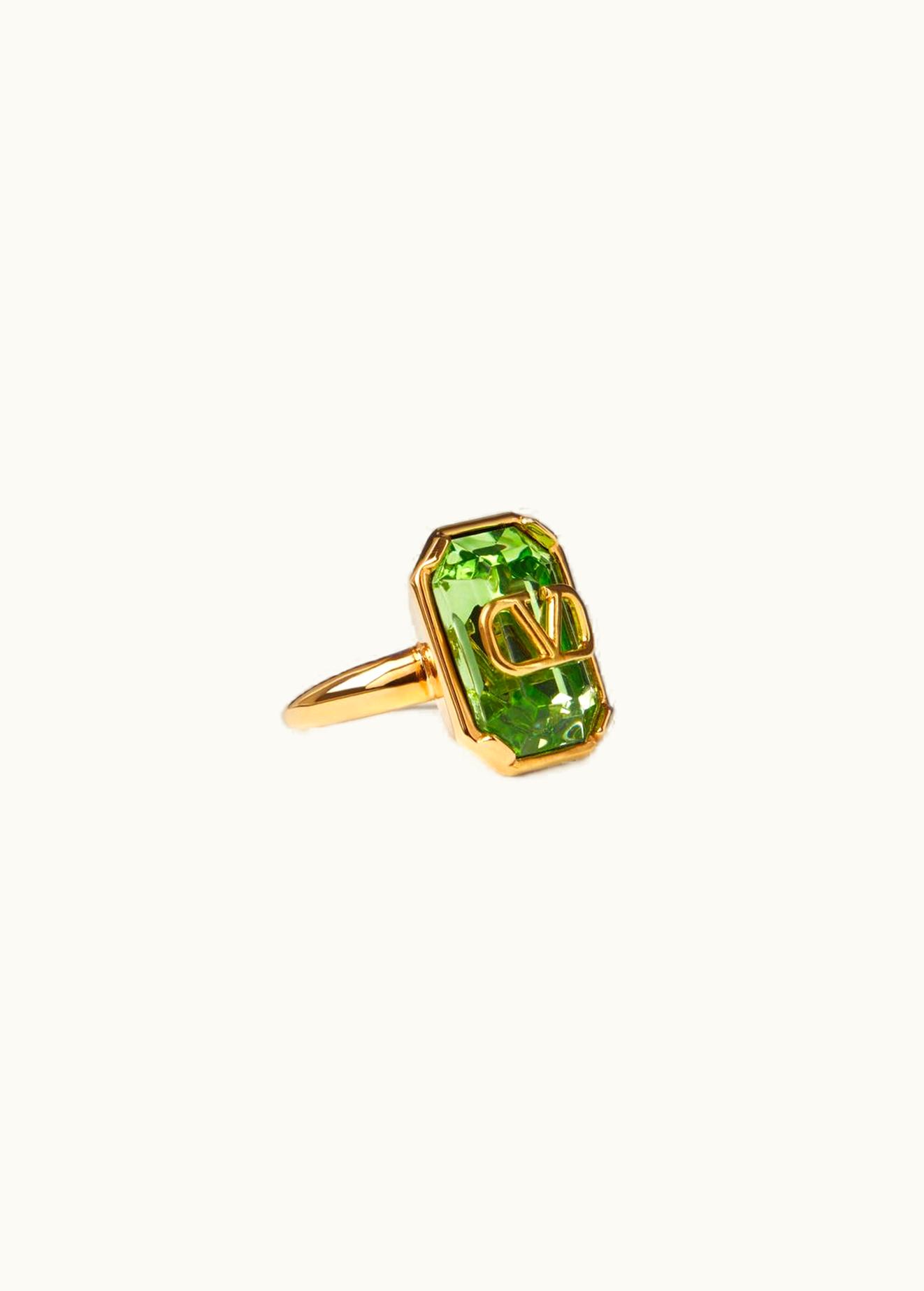 Valentino Valentino Vlogo Signature Metal Ring With Crystals E-commerce Exclusive