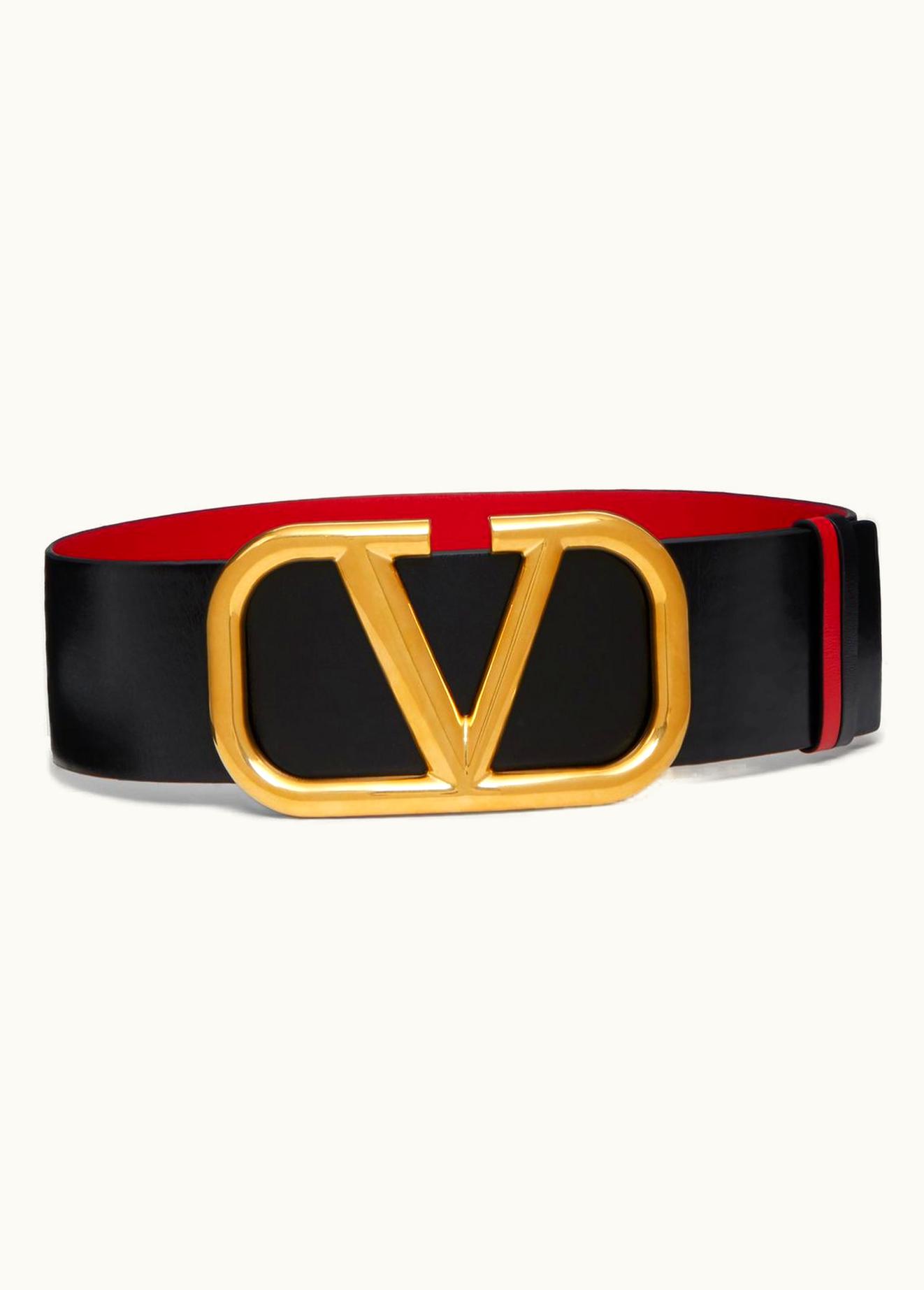 Valentino Valentino REVERSIBLE VLOGO SIGNATURE BELT In Shiny CALFSKIN 70MM UZ0160907