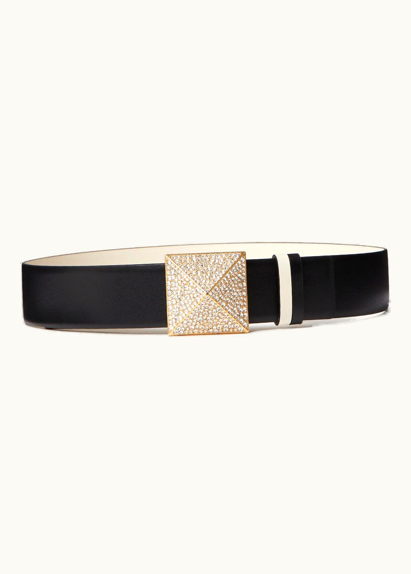 Valentino Valentino One Stud Reversible Shiny Calfskin Belt 40mm