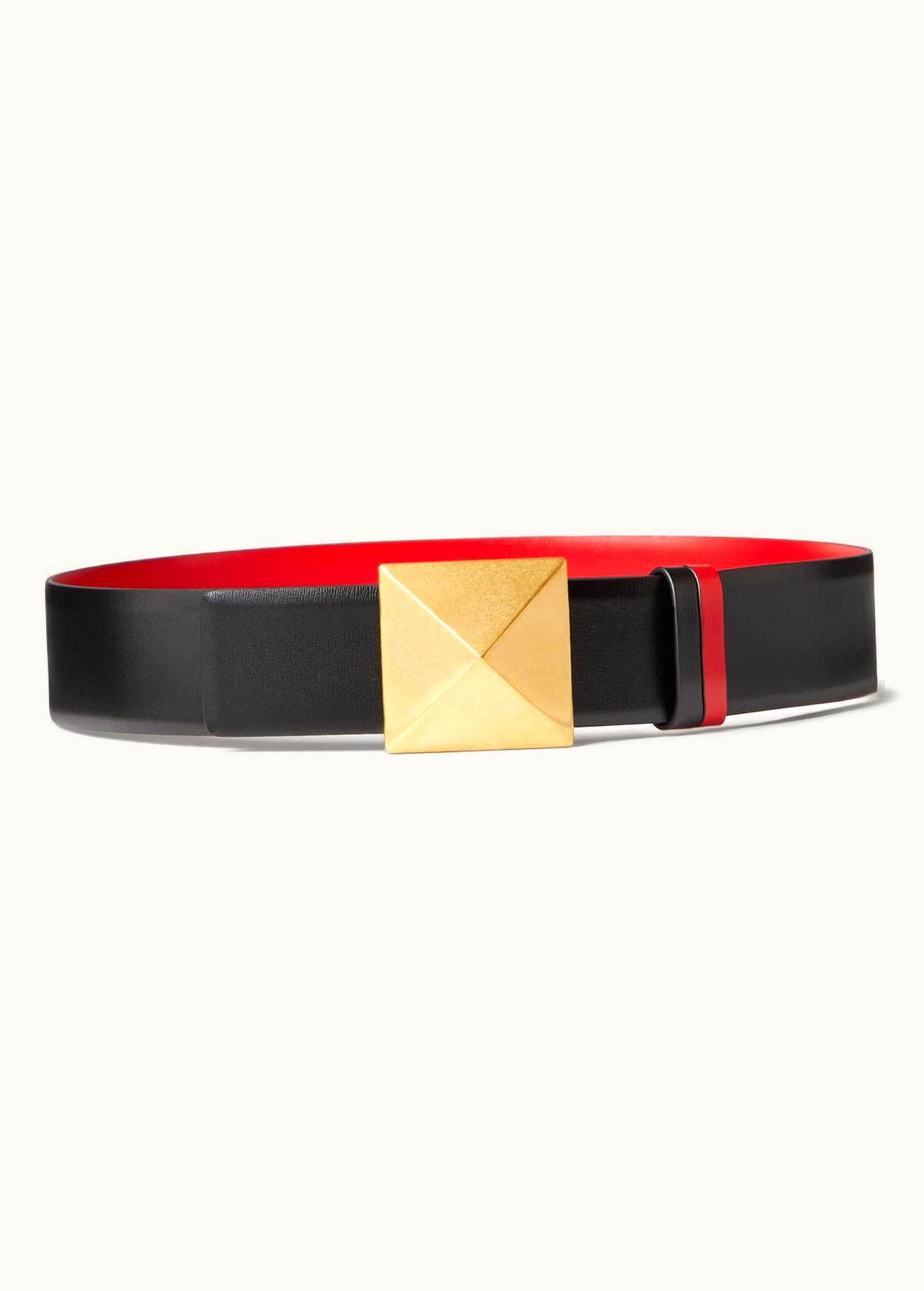 Valentino Valentino REVERSIBLE ONE STUD BELT In Shiny CALFSKIN 40 MM