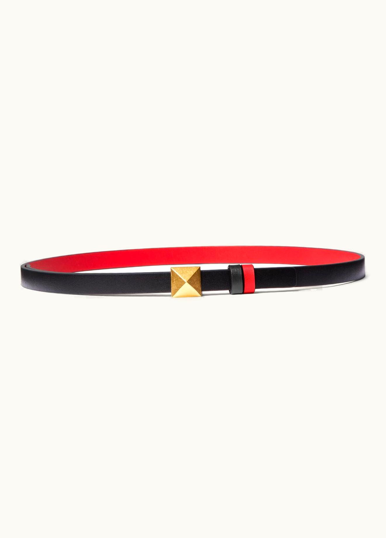 Valentino Valentino Reversible One Stud Belt In Glossy Calfskin 12 mm UZ0160921