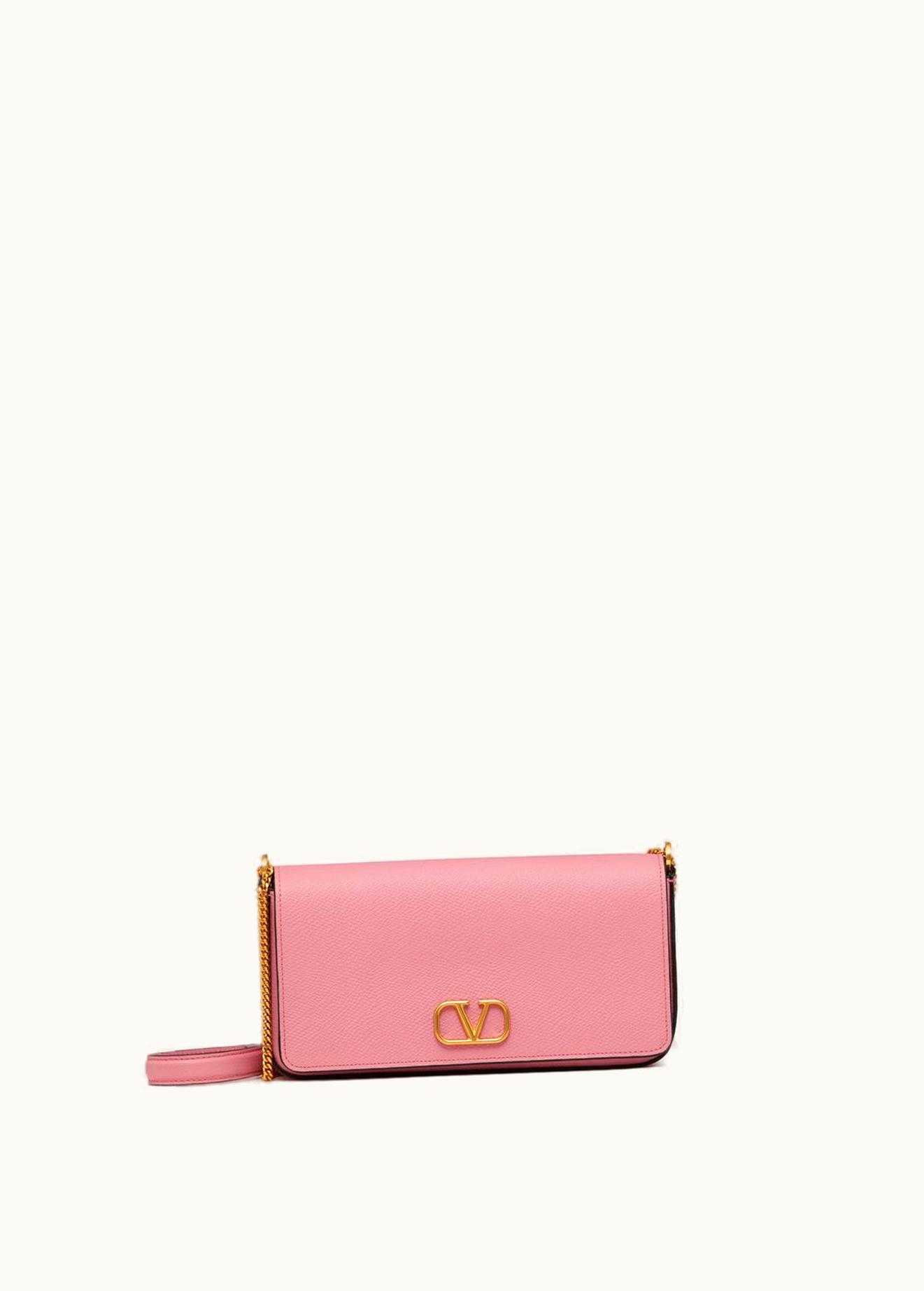 Valentino Valentino Vlogo Signature Grainy Calfskin Pouch With Chain