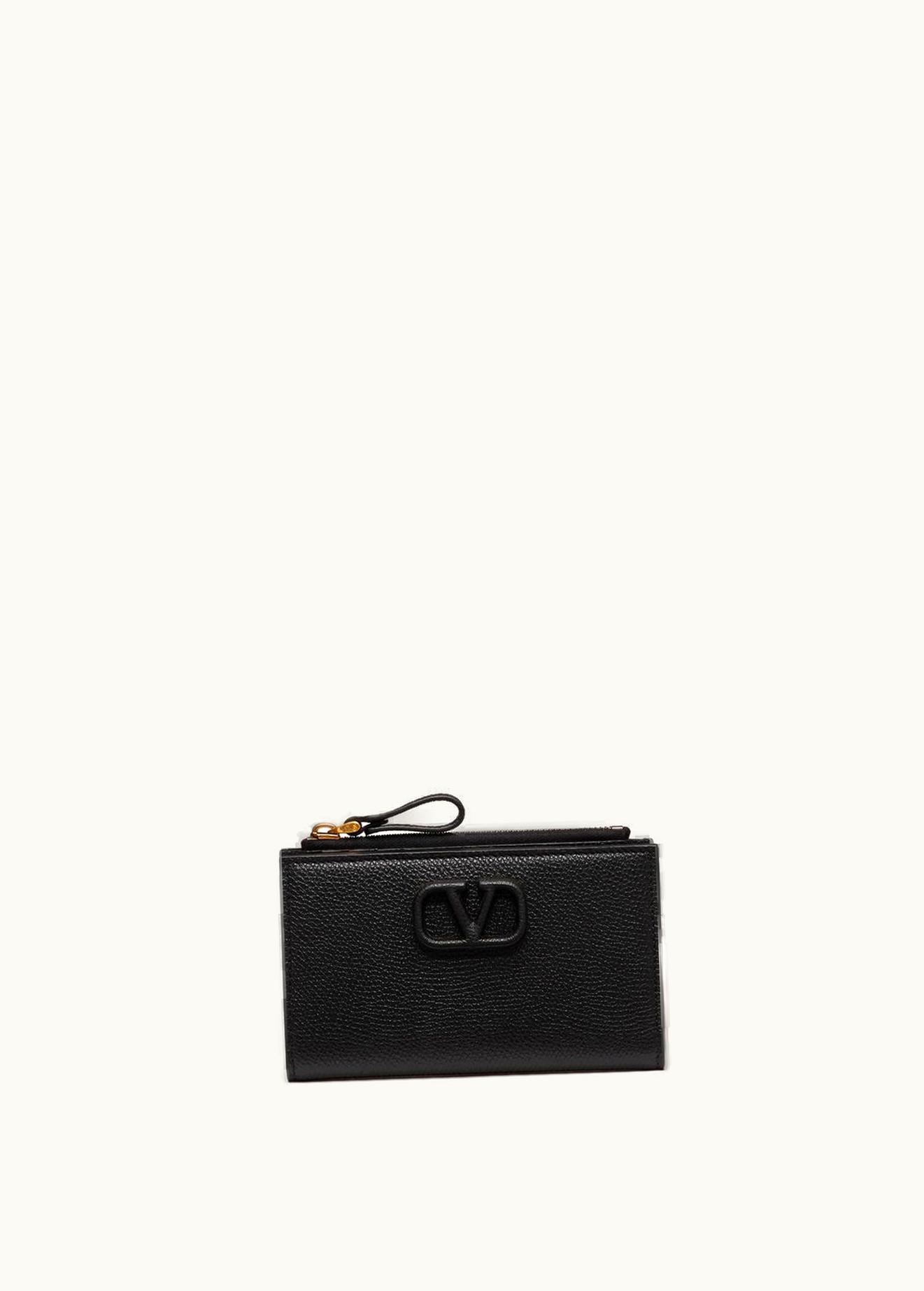Valentino Valentino Vlogo Signature Grainy Calfskin Cardholder Wth Zip UZ0160945