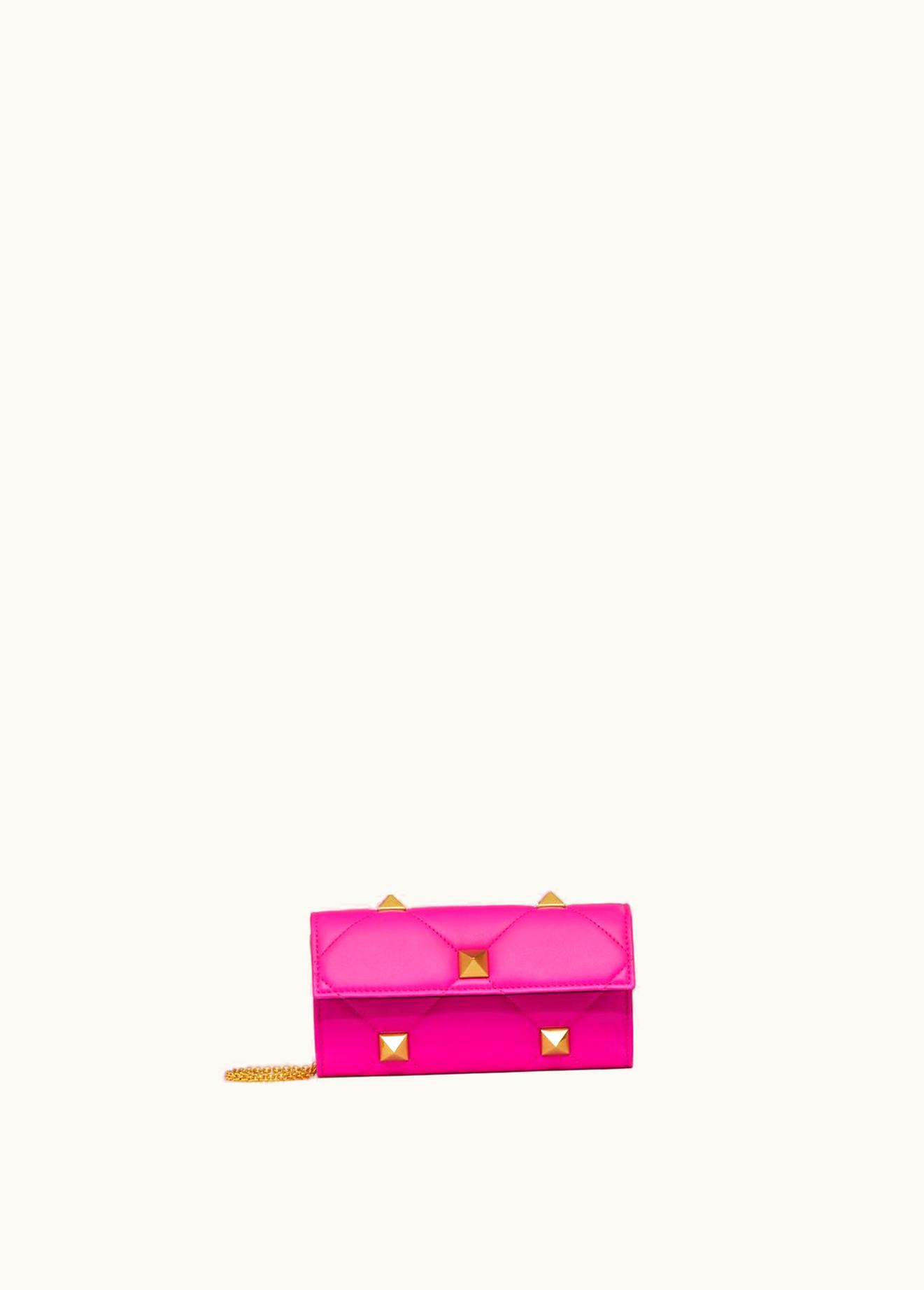 Valentino Valentino Roman Stud Wallet In Nappa Leather With Chain UZ0160953