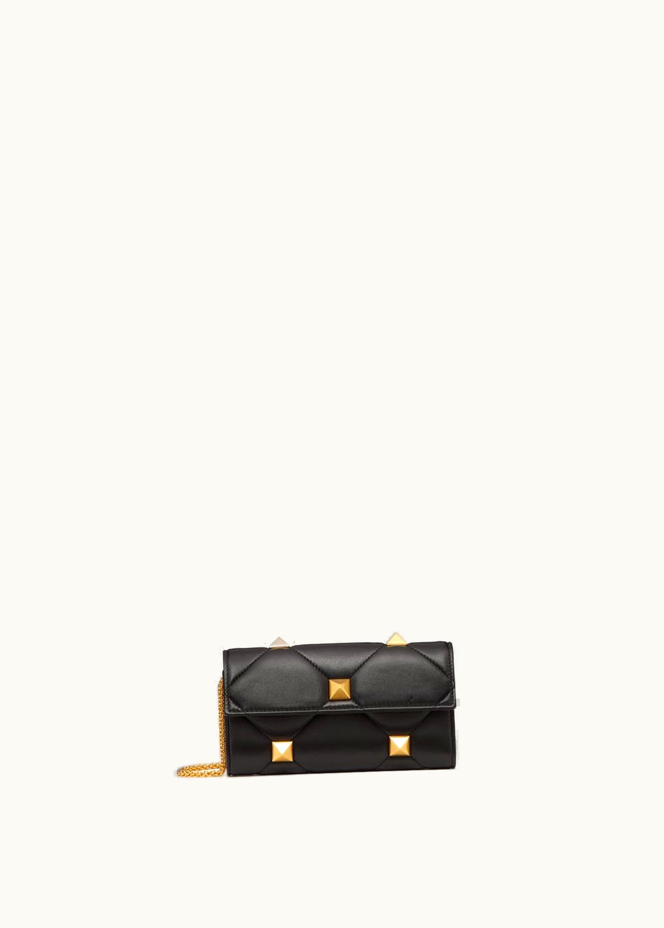 Valentino Valentino Roman Stud Wallet In Nappa Leather With Chain UZ0160955