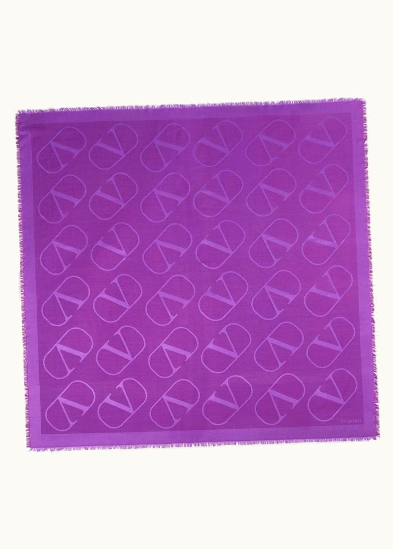 Valentino Valentino Vlogo Signature Jacquard Shawl In Silk And Wool 140x140 Cm