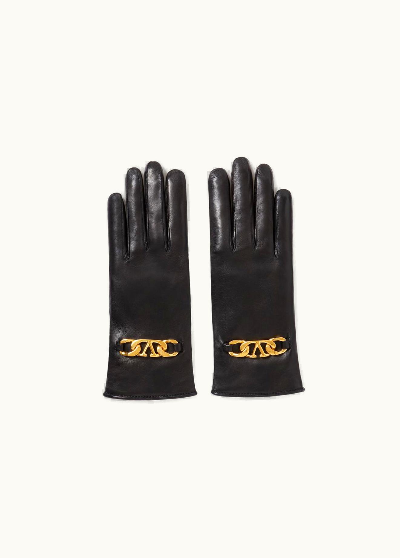 Valentino Valentino Garavani Vlogo Chain Gloves In Nappa And Cashmere UZ0161069