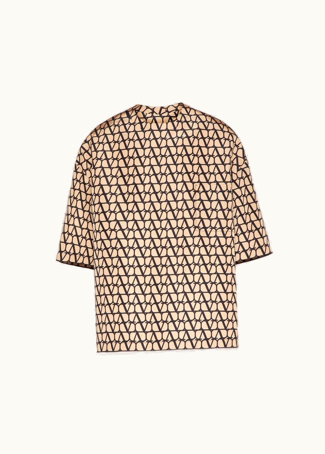 Valentino Valentino Silk Faille Crew Neck T-shirt With All-over Toile Iconographe Print UZ0161118