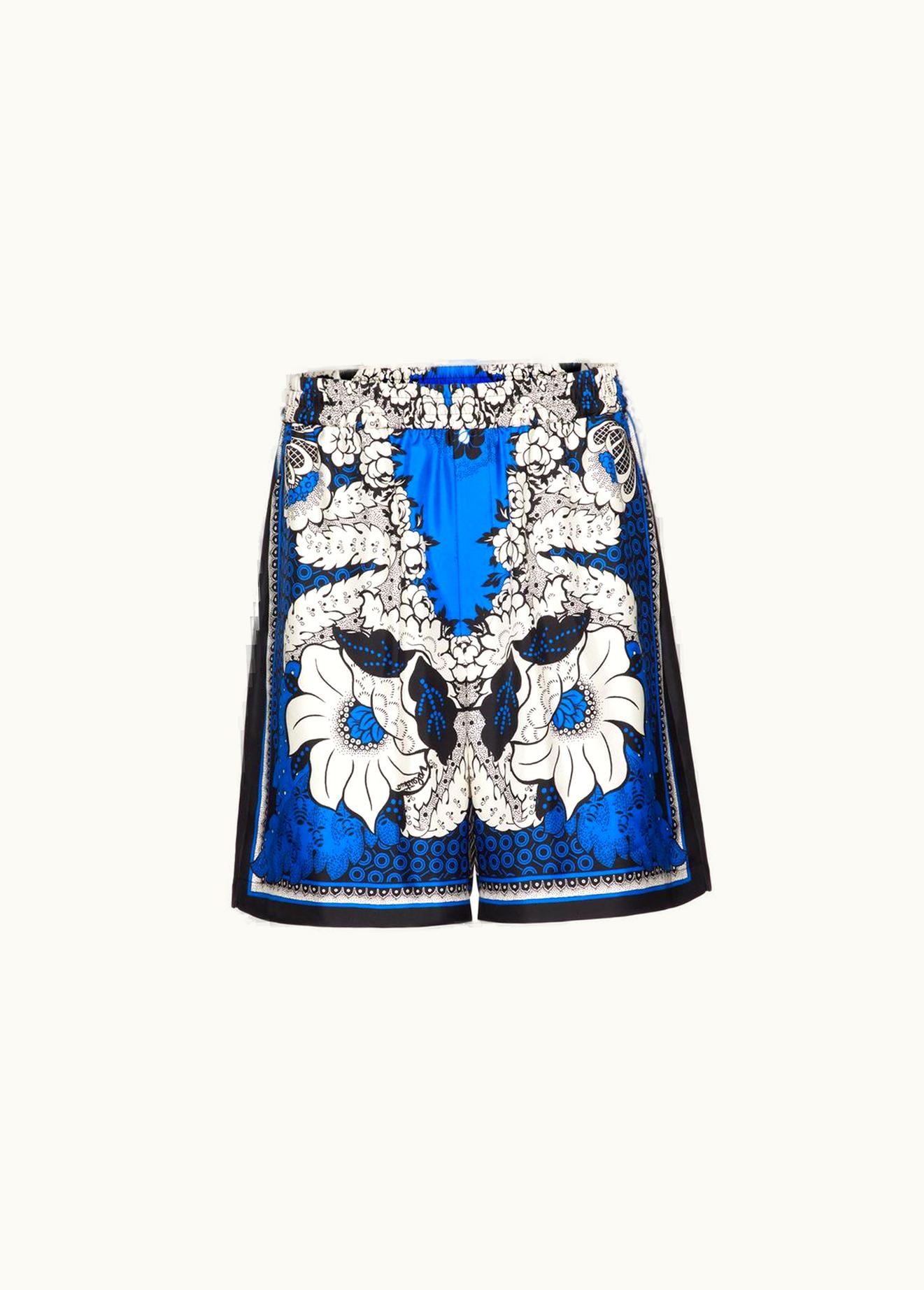 Valentino Valentino Silk Twill Bermuda Shorts With Valentino Bandana Flower Print