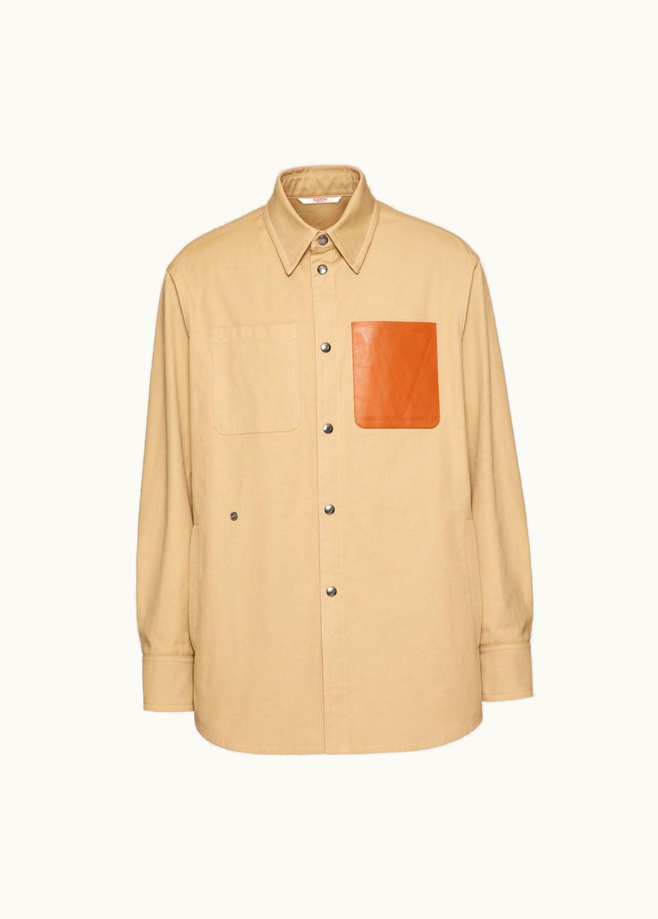Valentino Valentino Cotton Shirt Jacket With Embossed Vlogo Signature Leather Pocket