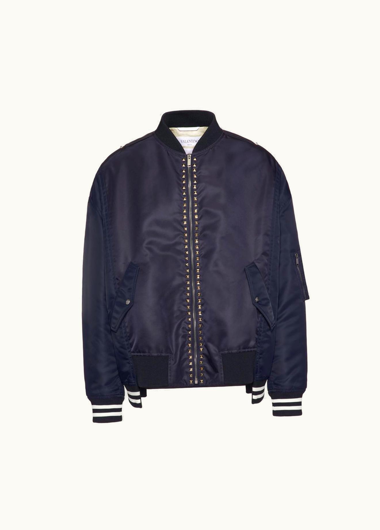 Valentino Valentino Nylon Bomber Jacket With Rockstud Untitled Studs