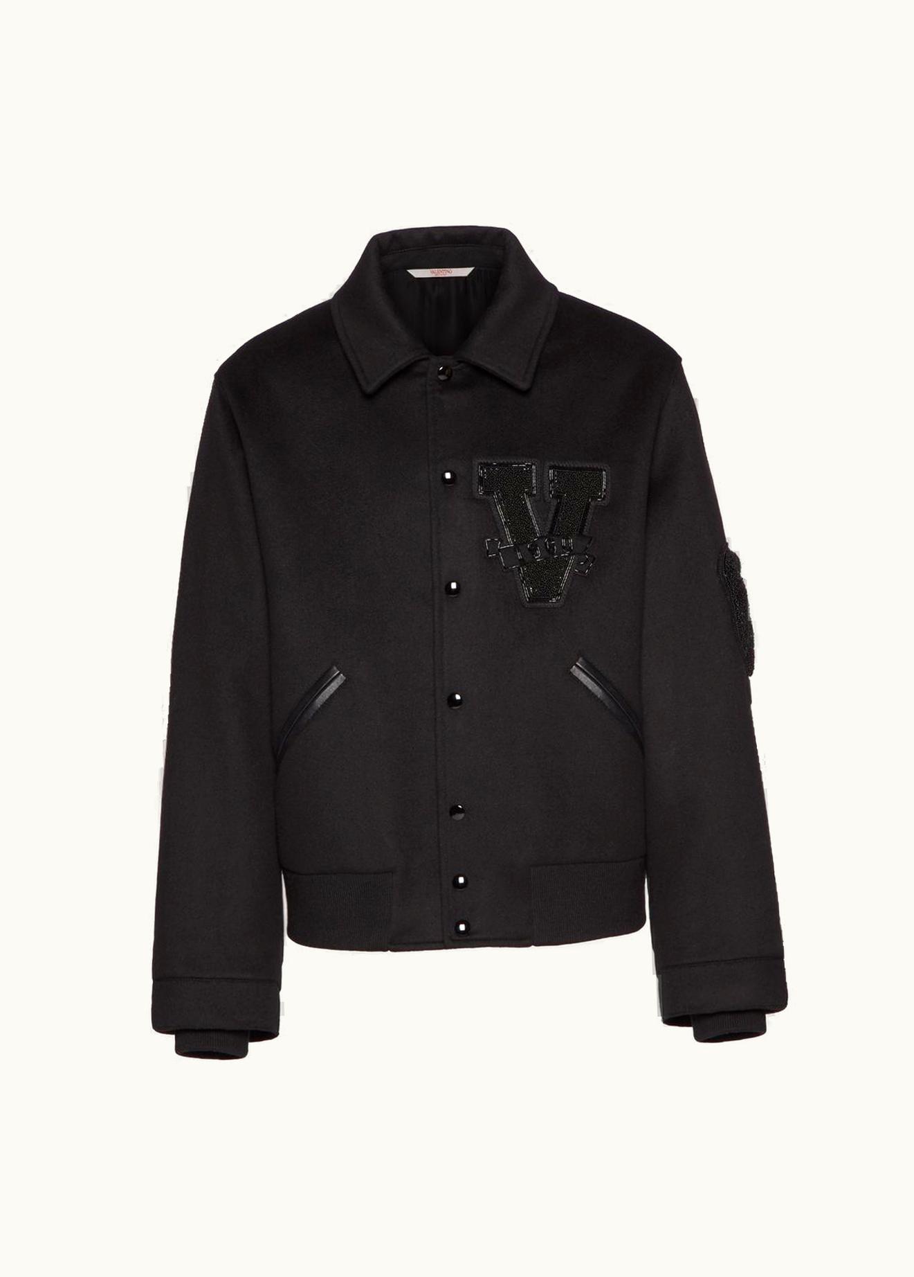 Valentino Valentino Double Wool Sports Jacket With Embroidered V Crew Patches