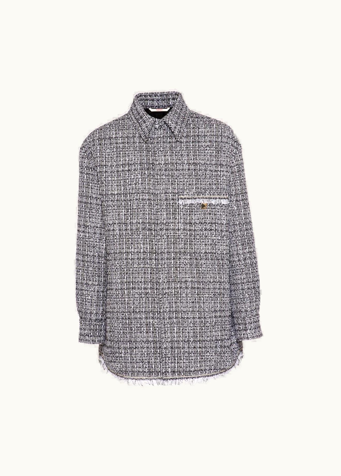 Valentino Valentino Cotton And Wool Overshirt With Roman Stud Jewel Button