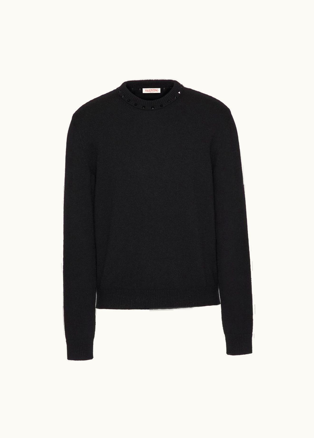 Valentino Valentino Cashmere Crewneck Jumper With Black Untitled Studs