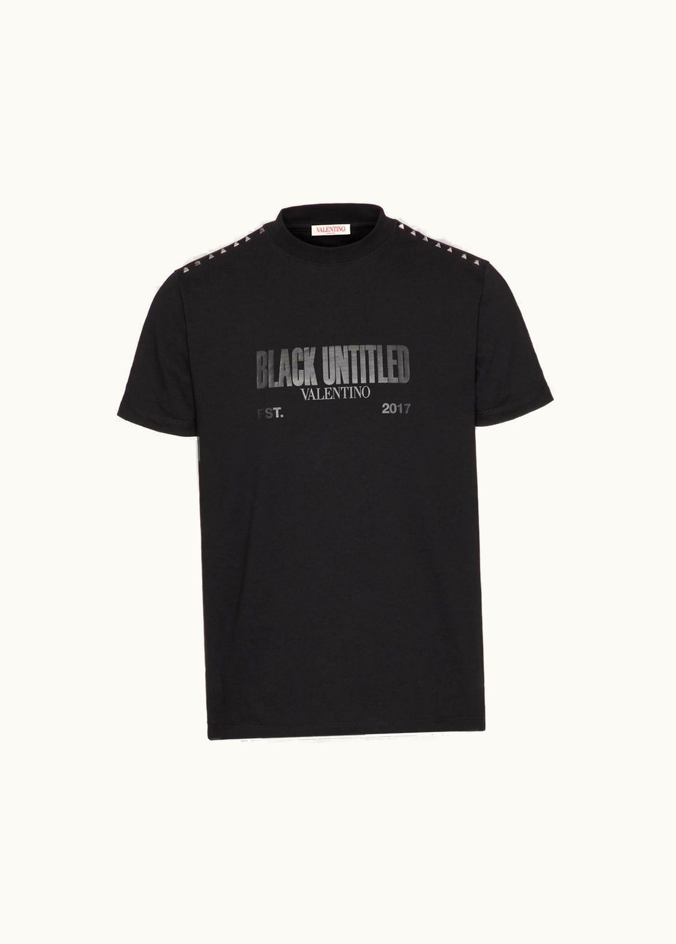 Valentino Valentino Cotton T-shirt With Black Untitled Print And Studs