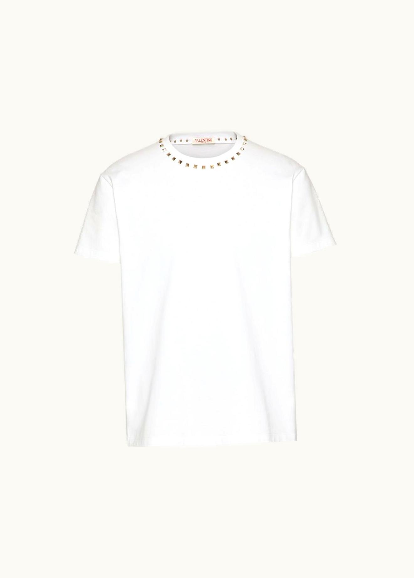 Valentino Valentino Cotton Crewneck T-shirt With Black Untitled Studs UZ0161203