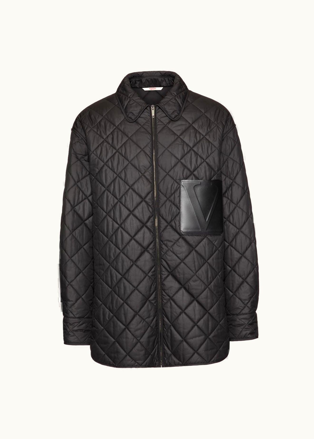 Valentino Valentino Quilted Nylon Shirt Jacket With Leather Pocket With Stamped Vlogo Signature
