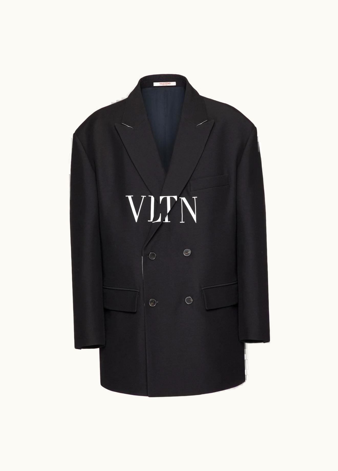 Valentino Valentino Double-breasted Crepe Couture Jacket With Vltn Print