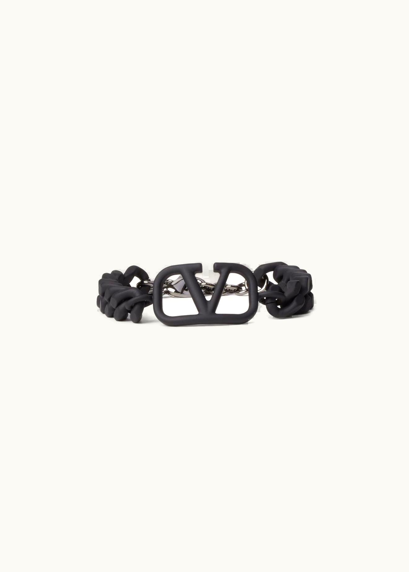 Valentino Valentino Vlogo Signature Metal Bracelet With Rubber-effect Finish