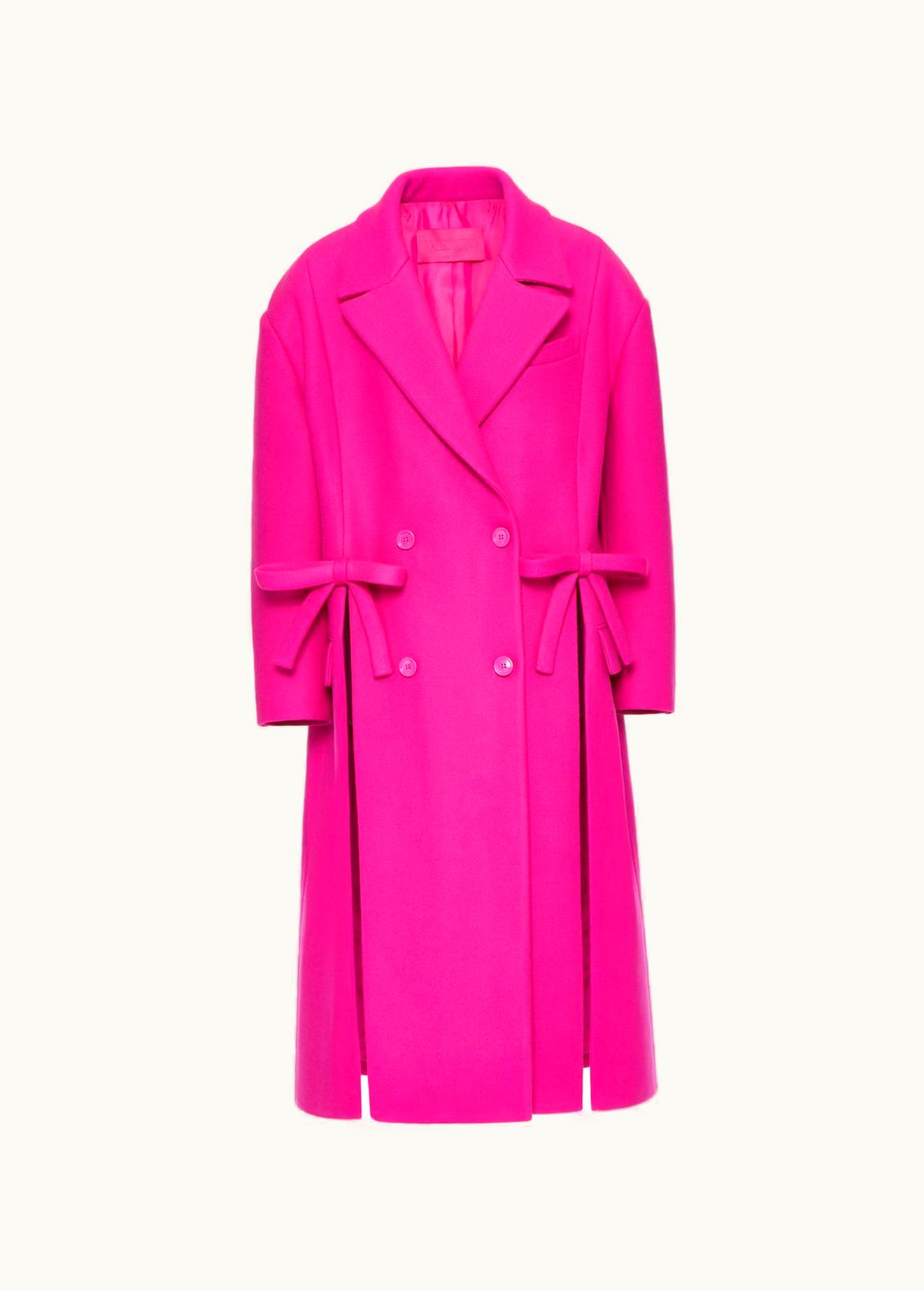 Valentino Valentino Diagonal Double Wool Coat With Bow Detail UZ0161479