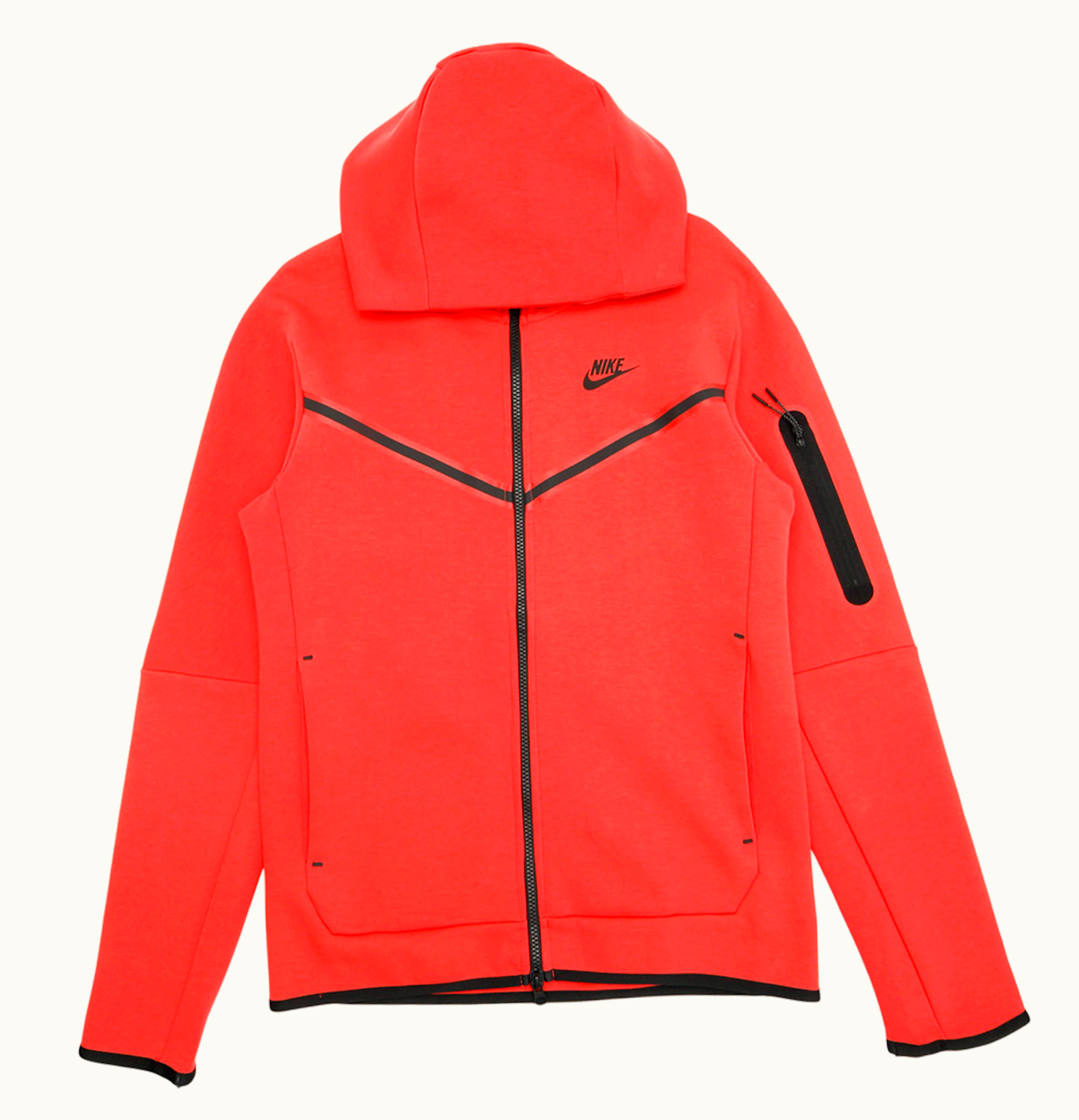 Nike Nike Tech Fleece Full Zip Up Hoodie Lobster Red Black