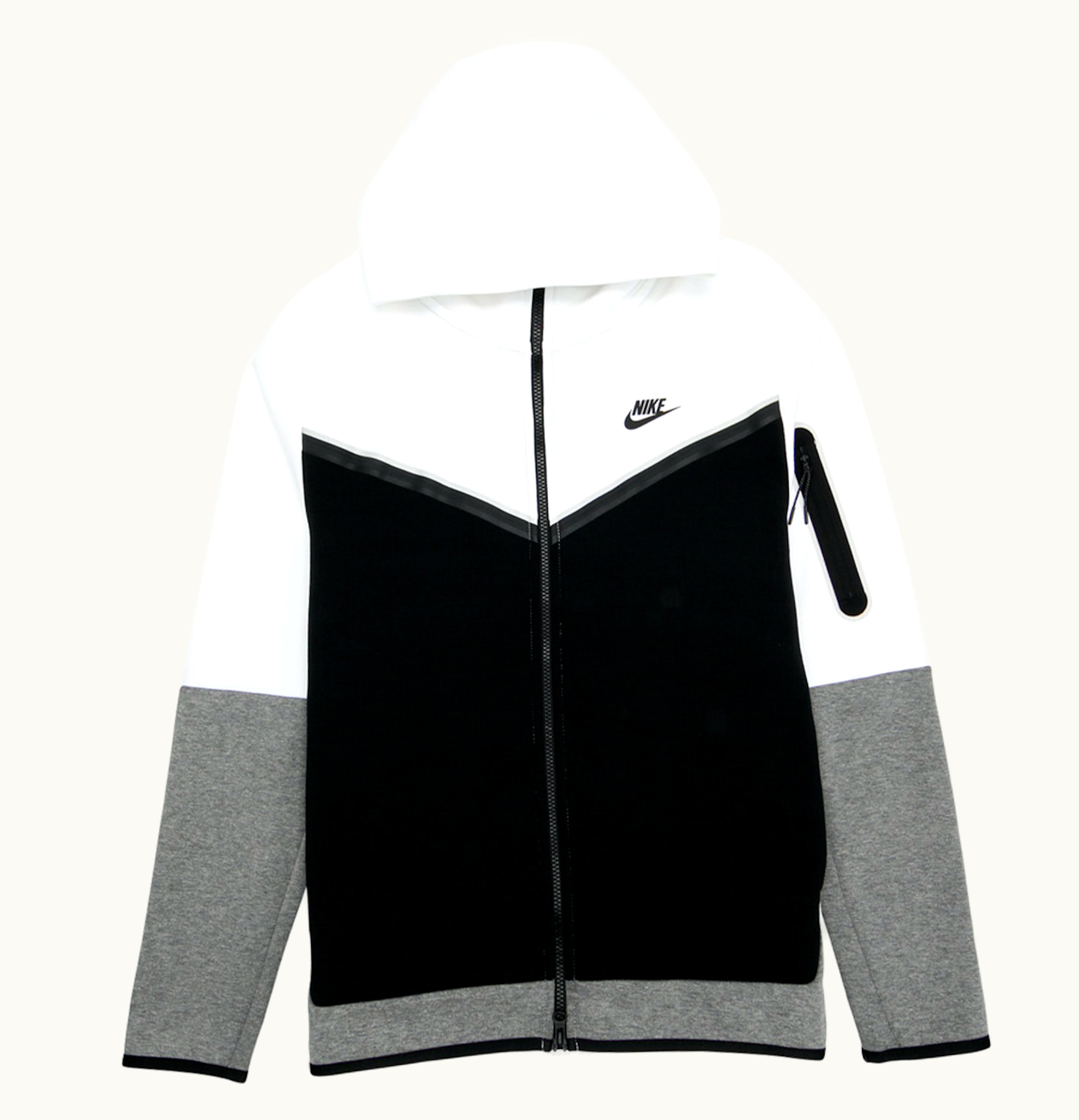 Nike Nike Tech Fleece Full Zip Hoodie White Black Carbon Heather Black
