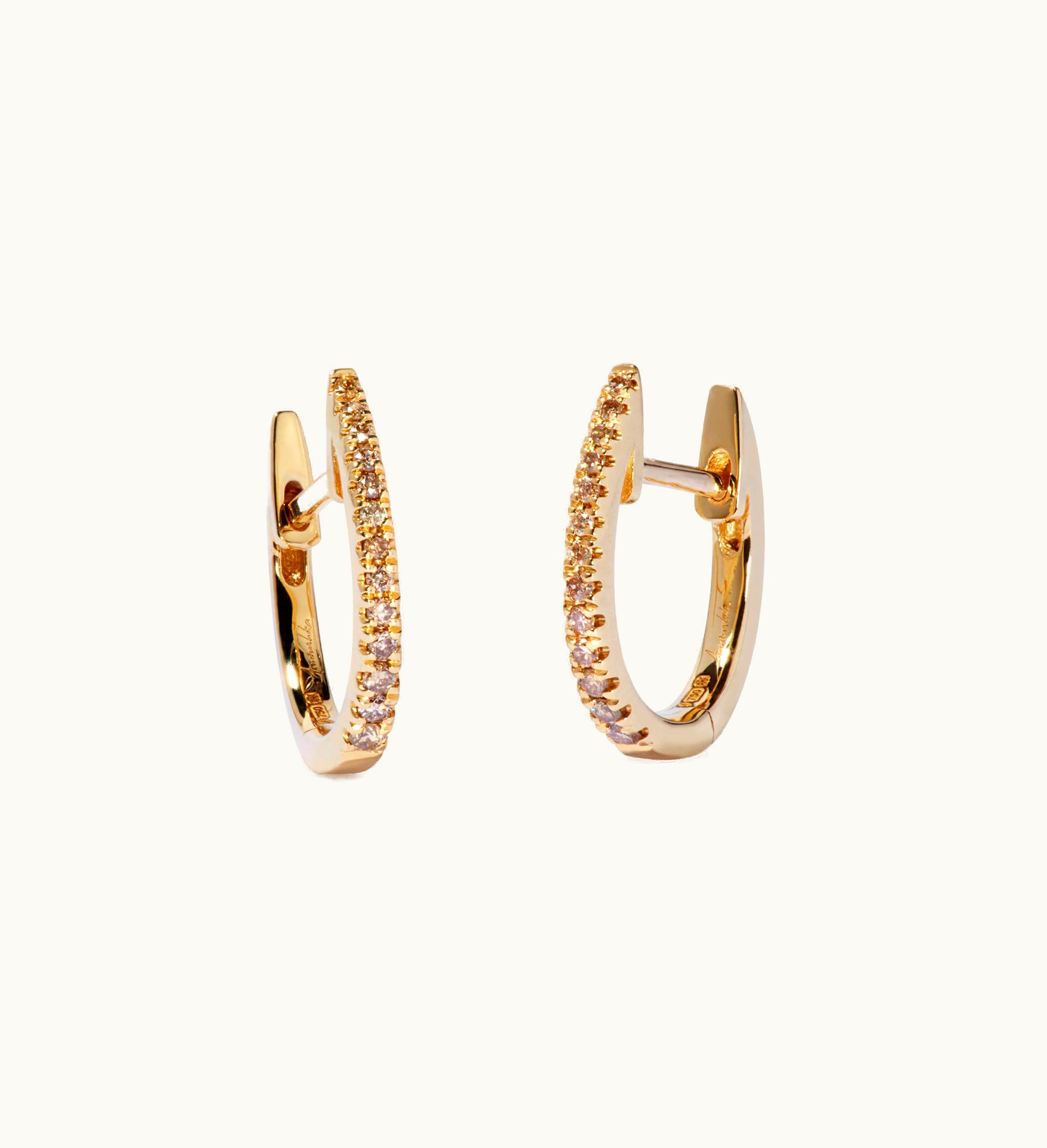 Annoushka Annoushka Eclipse 18Ct Gold Brown Diamond Fine Hoop Earrings