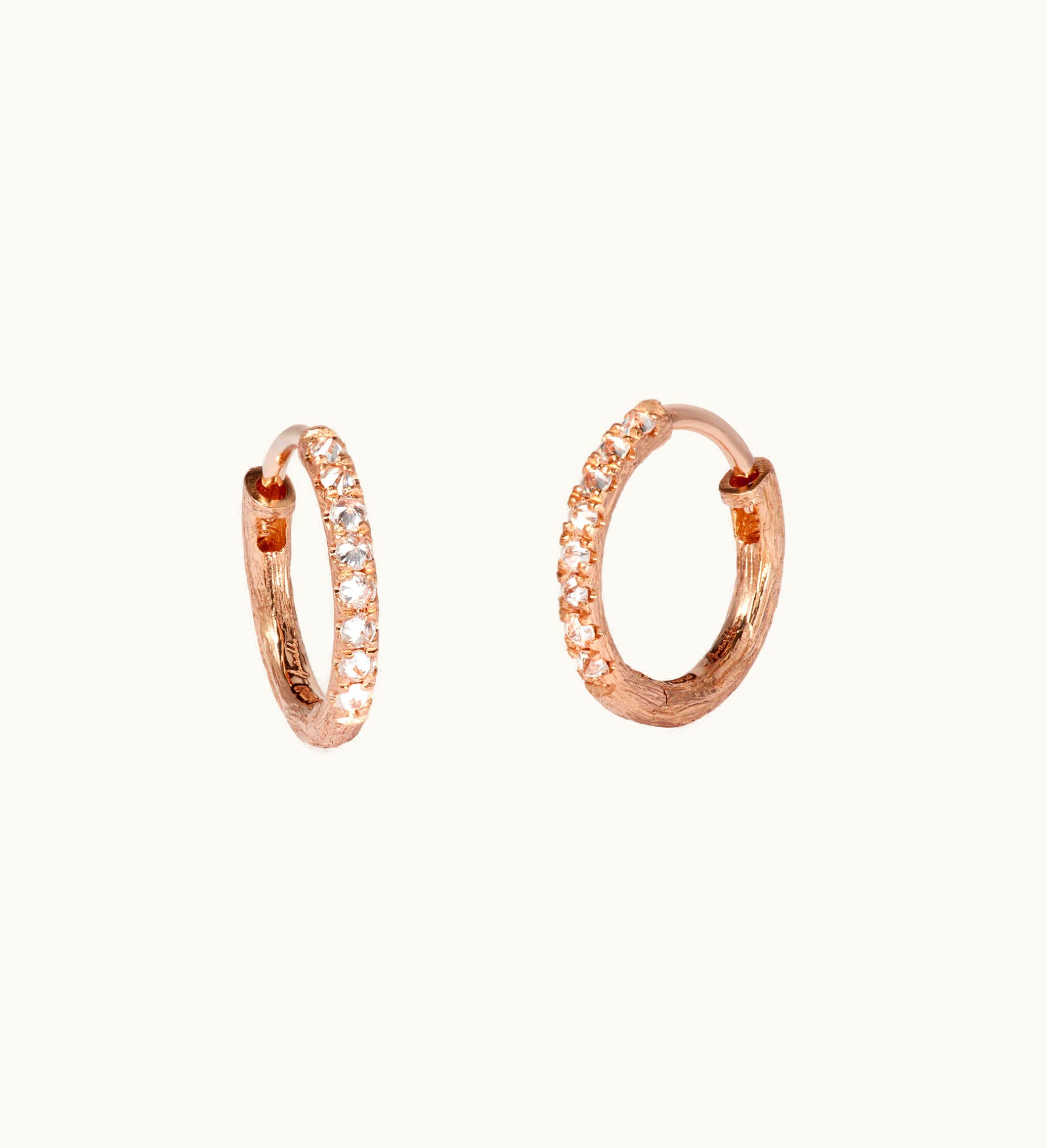 Annoushka Annoushka Dusty Diamonds 18Ct Rose Gold Diamond 12Mm Hoops