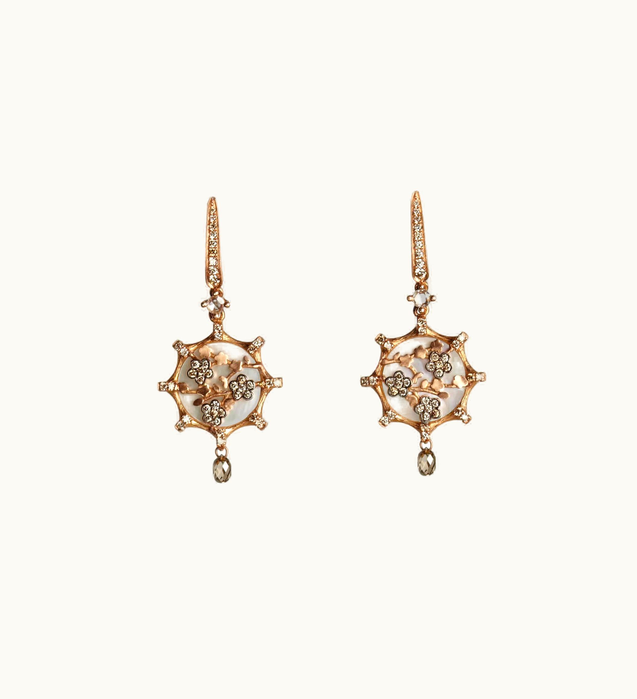 Annoushka Annoushka Dream Catcher 18Ct Rose Gold Pearl Diamond Small Earrings