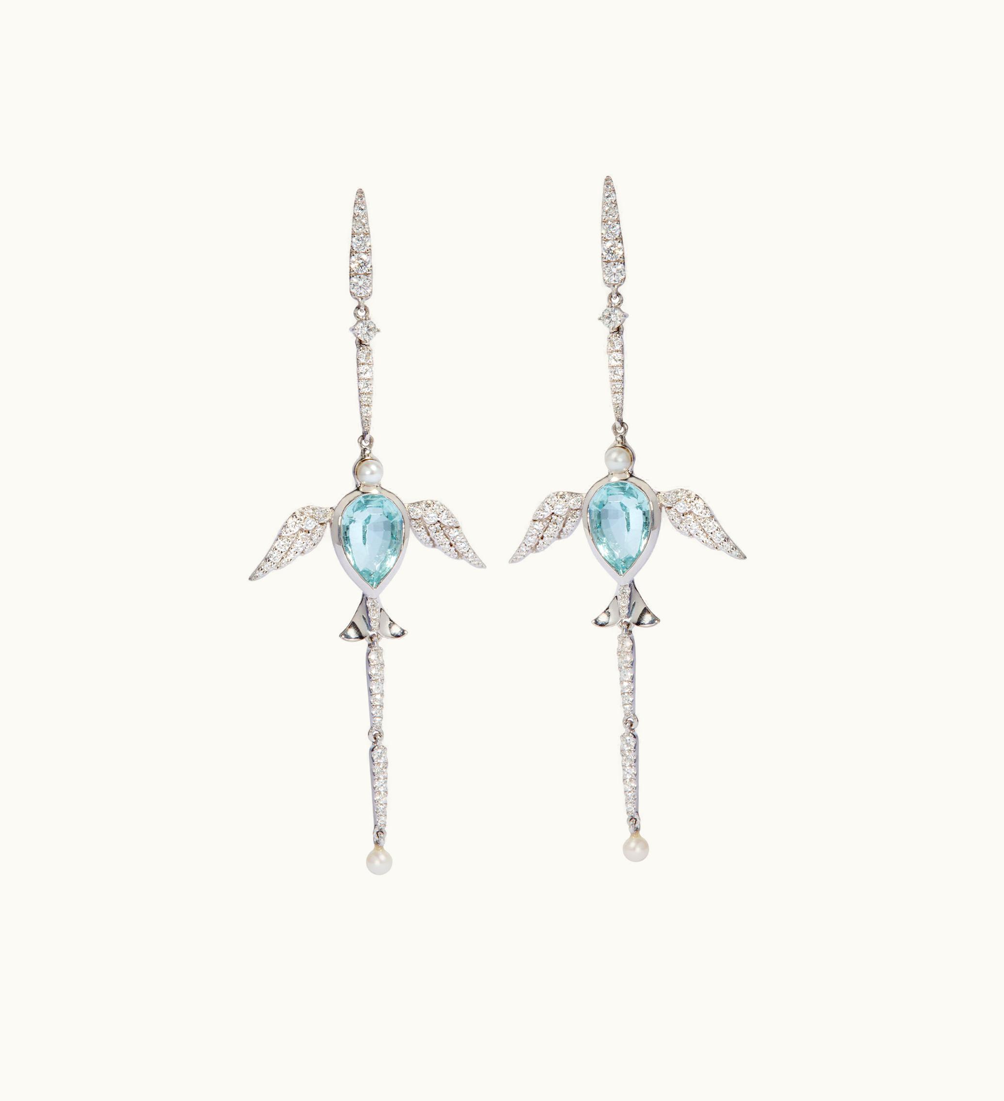 Annoushka Annoushka 18Ct White Gold Aquamarine Lovebirds Earrings
