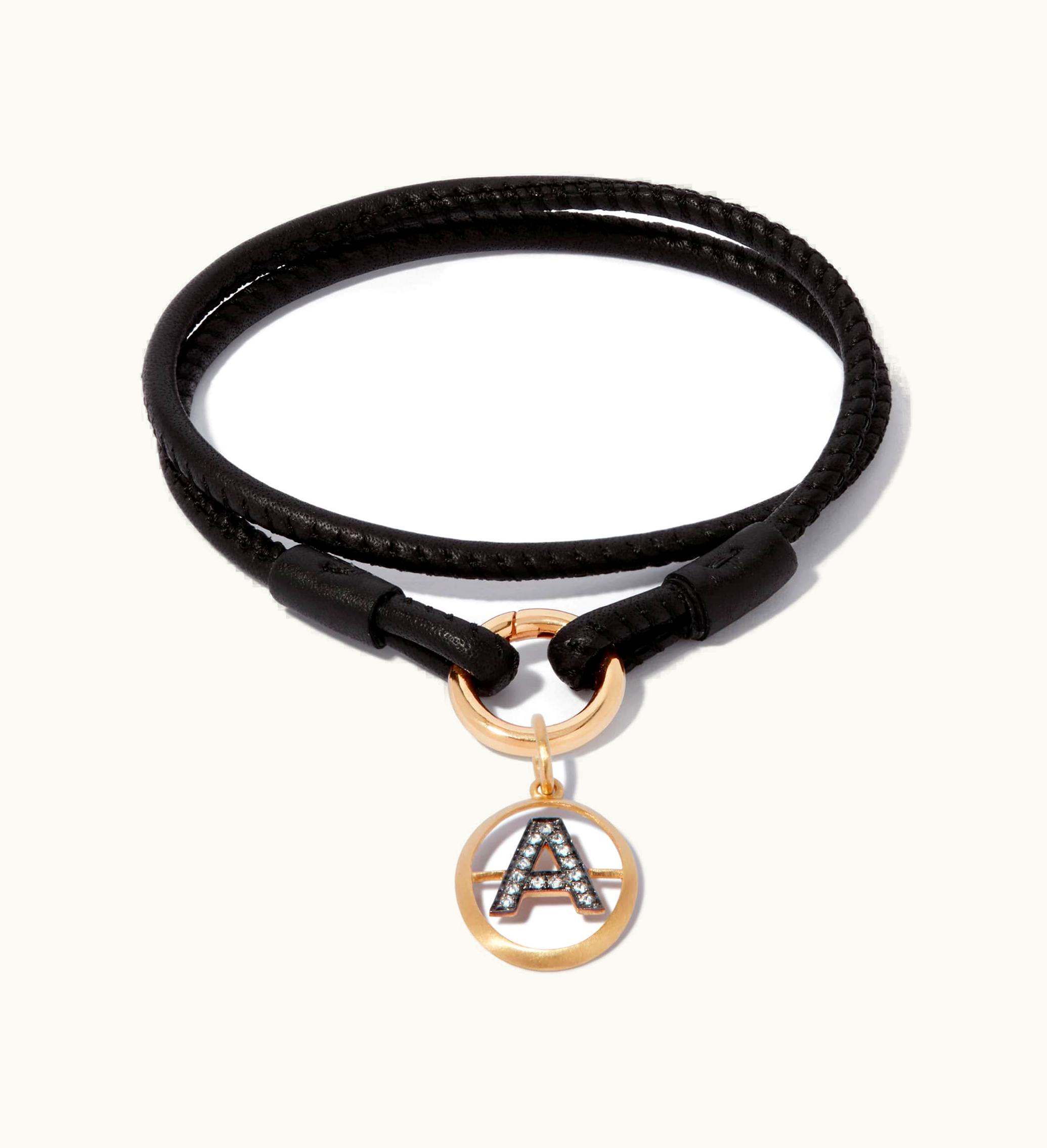 Annoushka Annoushka 18Ct Gold Lovelink 35Cms Leather Initial A Charm Bracelet