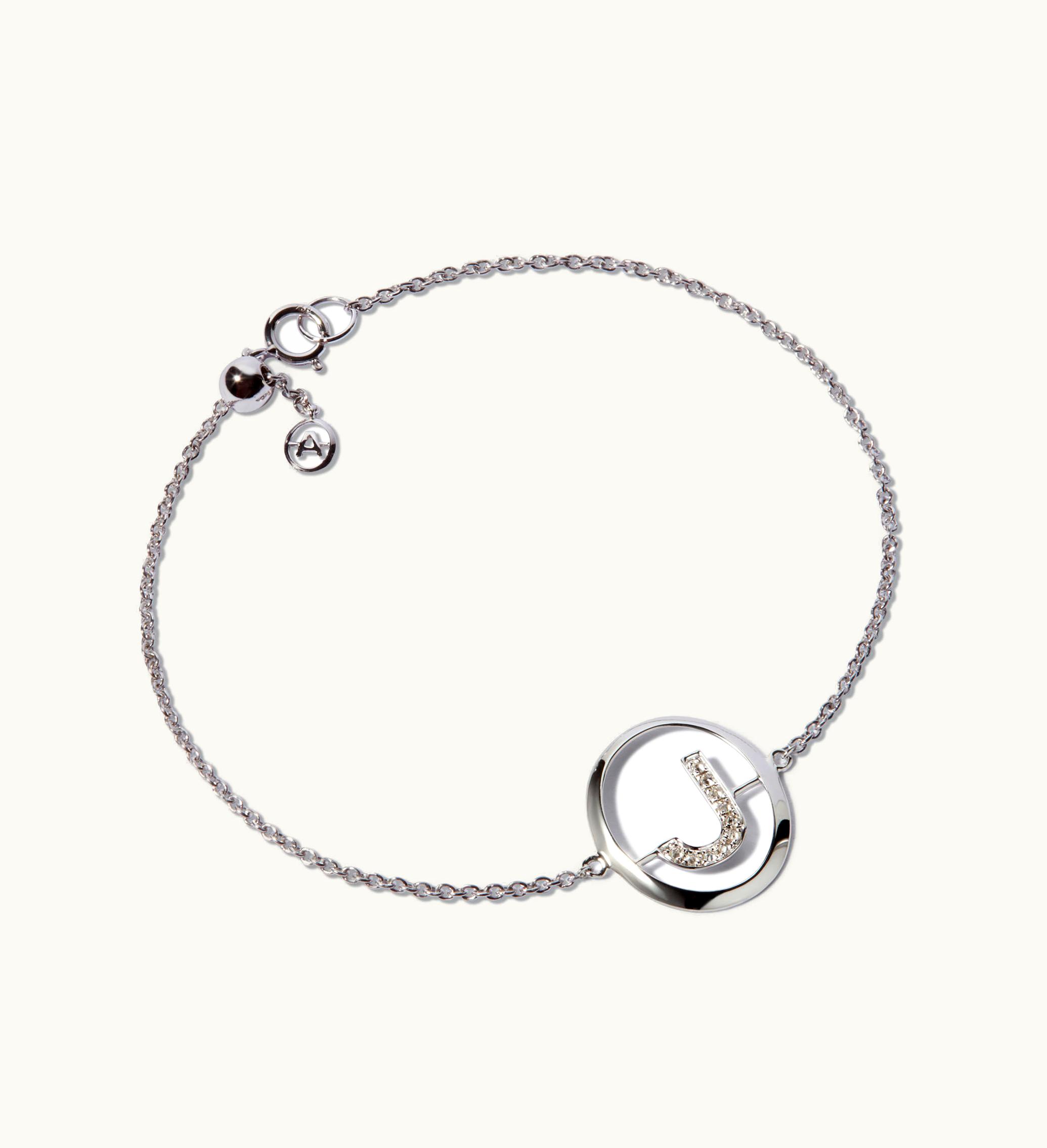 Annoushka Annoushka 18Ct White Gold Diamond Initial J Bracelet