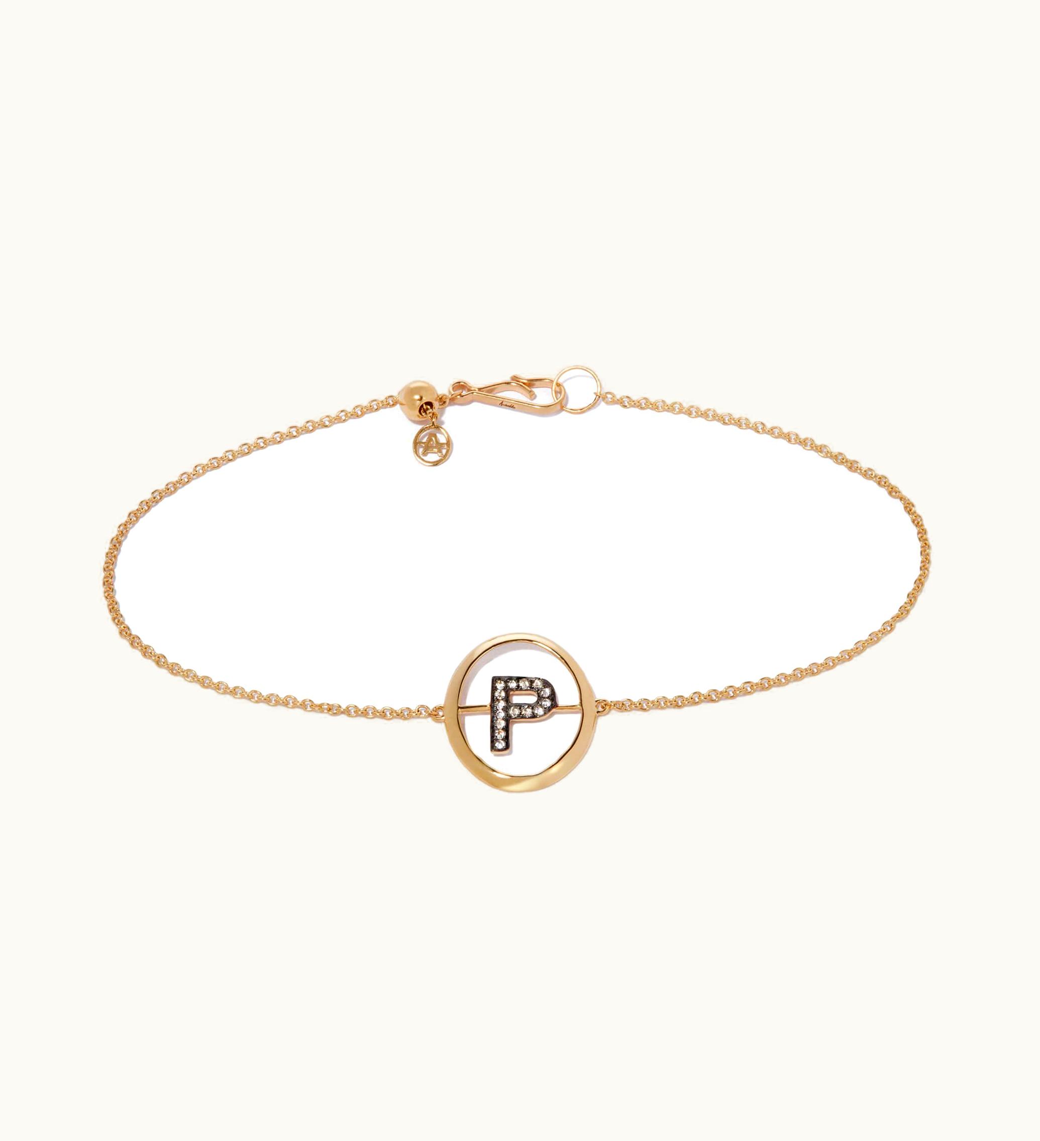 Annoushka Annoushka 18Ct Gold Diamond Initial P Bracelet