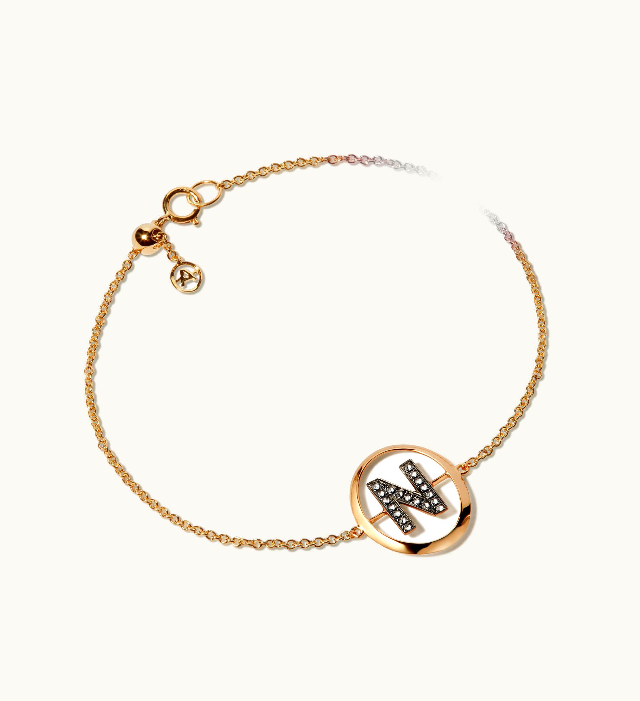 Annoushka Annoushka 18Ct Gold Diamond Initial N Bracelet