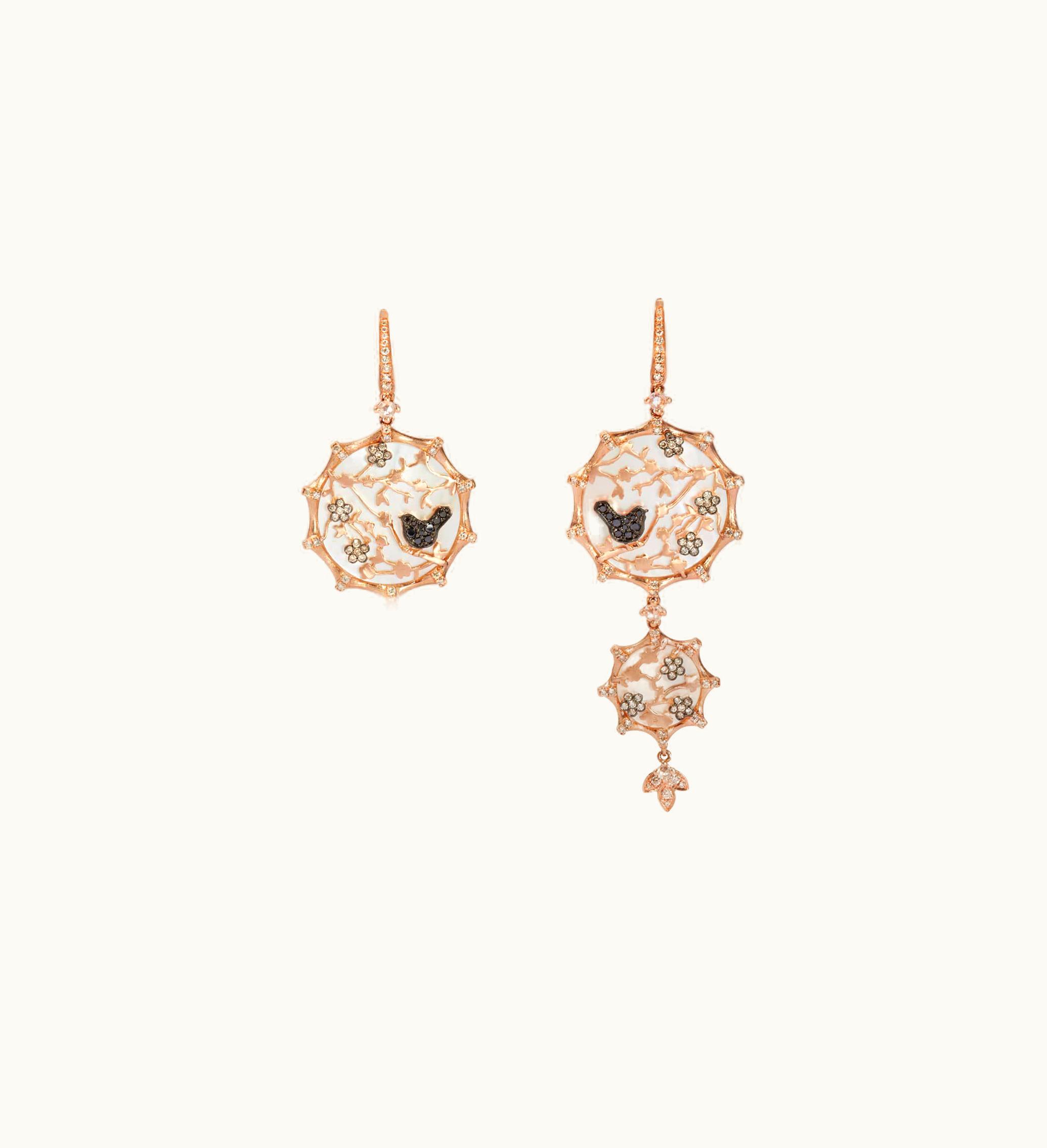 Annoushka Annoushka Dream Catcher 18Ct Rose Gold Diamond Pearl Earrings