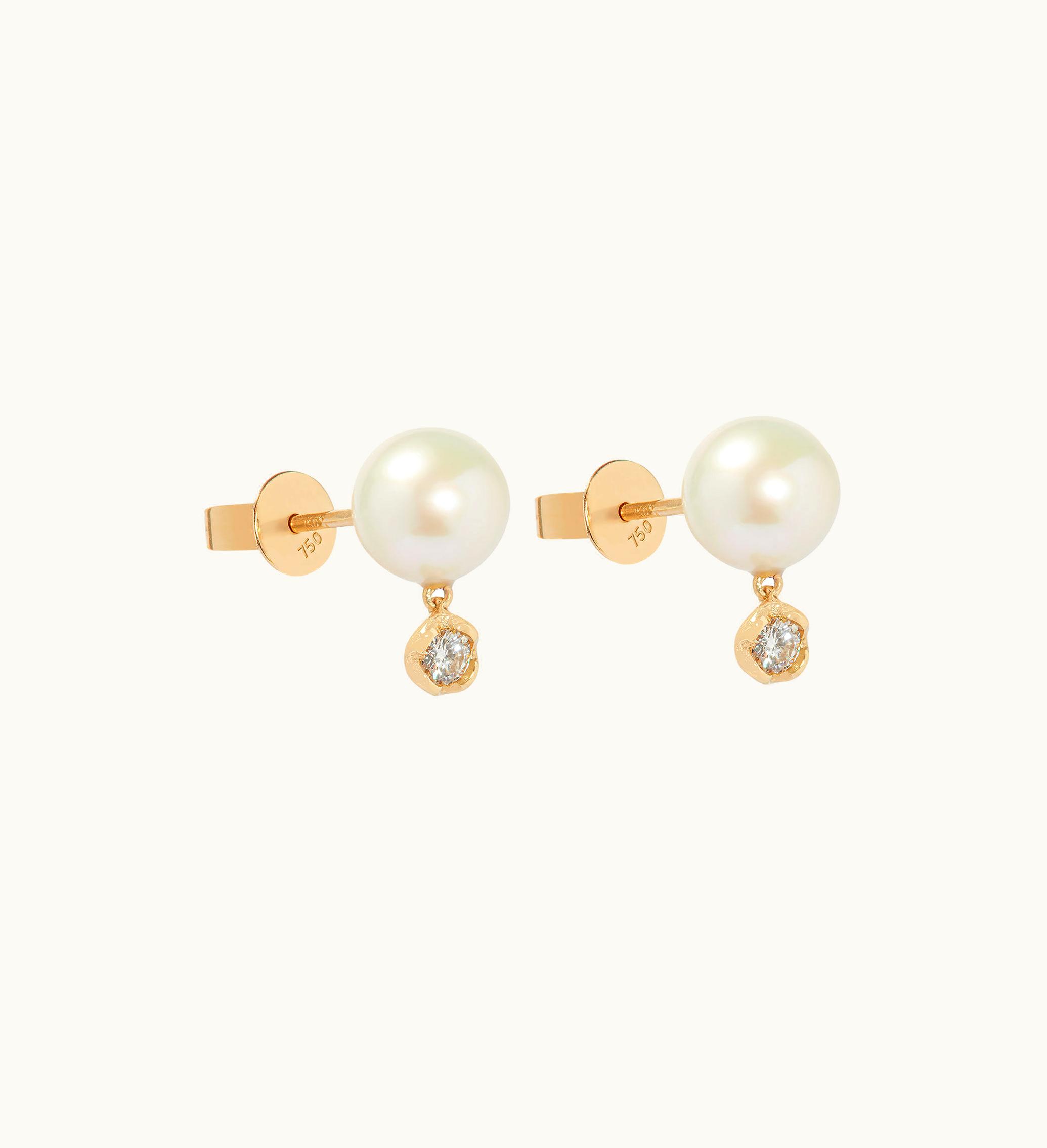 Annoushka Annoushka 18Ct Gold Diamond And Pearl Earrings