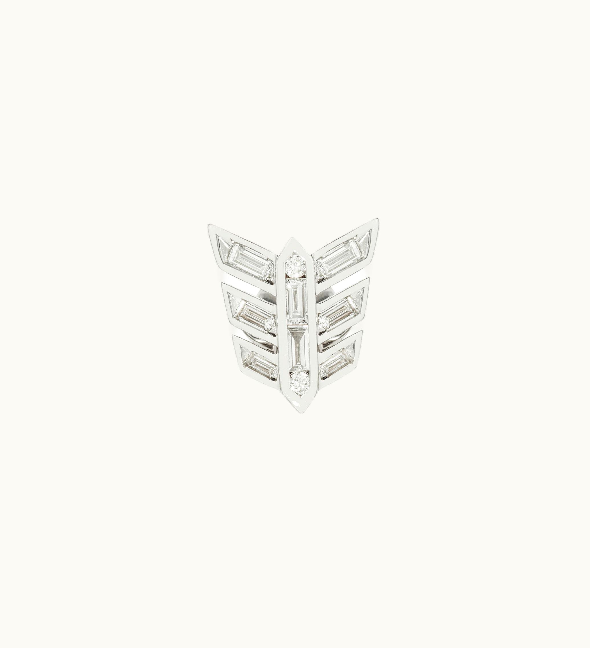 Annoushka Annoushka Flight 18Ct White Gold Feather Diamond Baguette Stud Earring